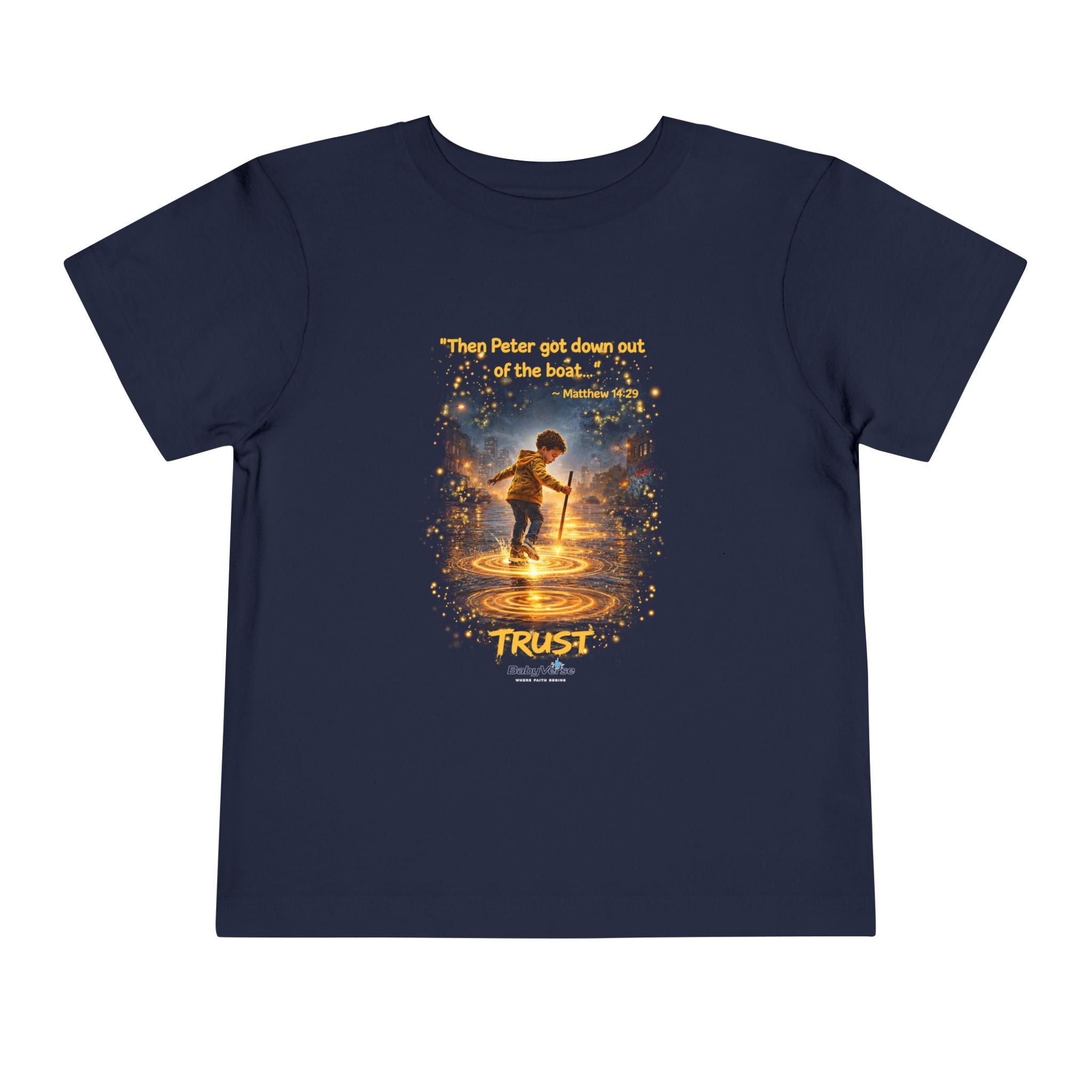 Toddler Tee — “Trust” Inspirational Christian Tee | Matthew 14:29 Faith Shirt for Kids