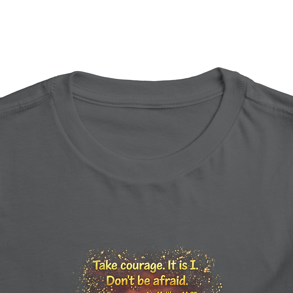 Toddler Tee — “Step in Faith” Inspirational Christian Tee | Matthew 14:27 Bible Verse Faith Shirt for Kids