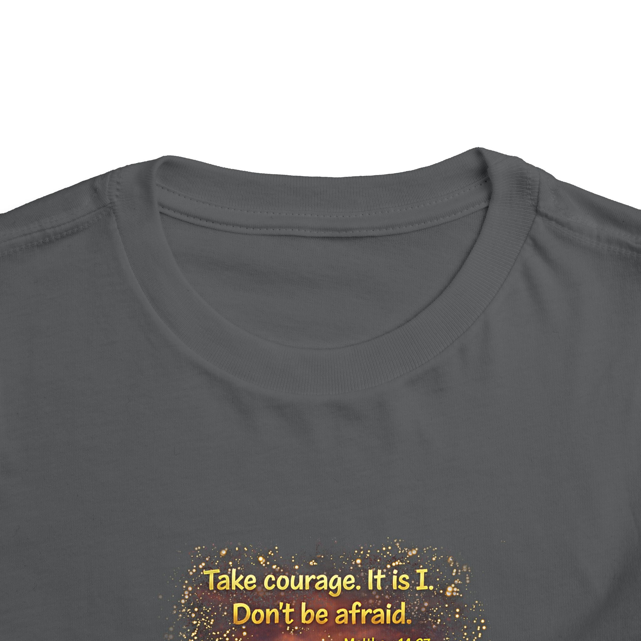 Toddler Tee — “Step in Faith” Inspirational Christian Tee | Matthew 14:27 Bible Verse Faith Shirt for Kids