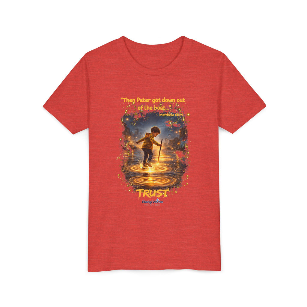 Youth Christian T-Shirt “Trust” | Matthew 14:29 Faith Kids Shirt | Inspirational Youth Tee