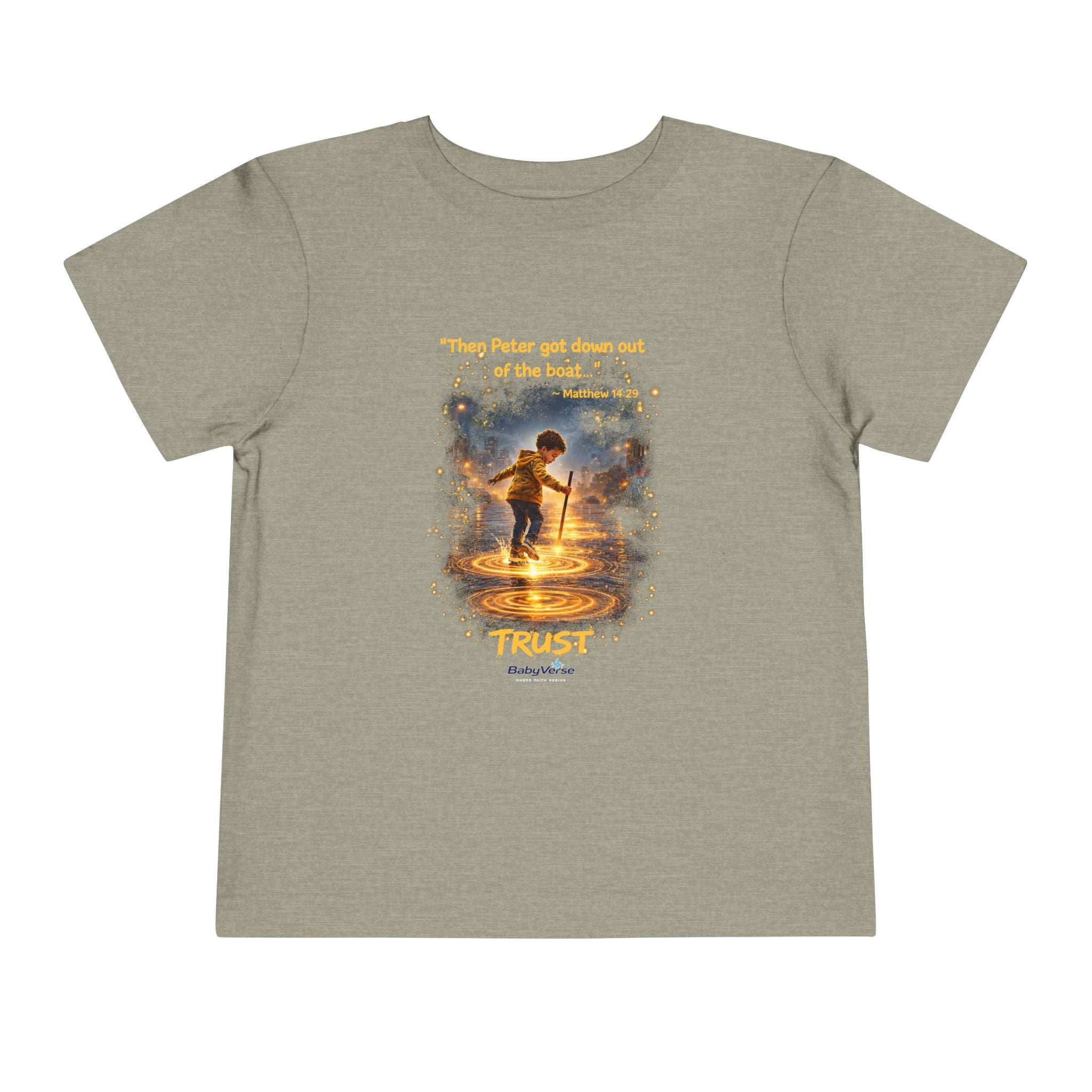 Toddler Tee — “Trust” Inspirational Christian Tee | Matthew 14:29 Faith Shirt for Kids