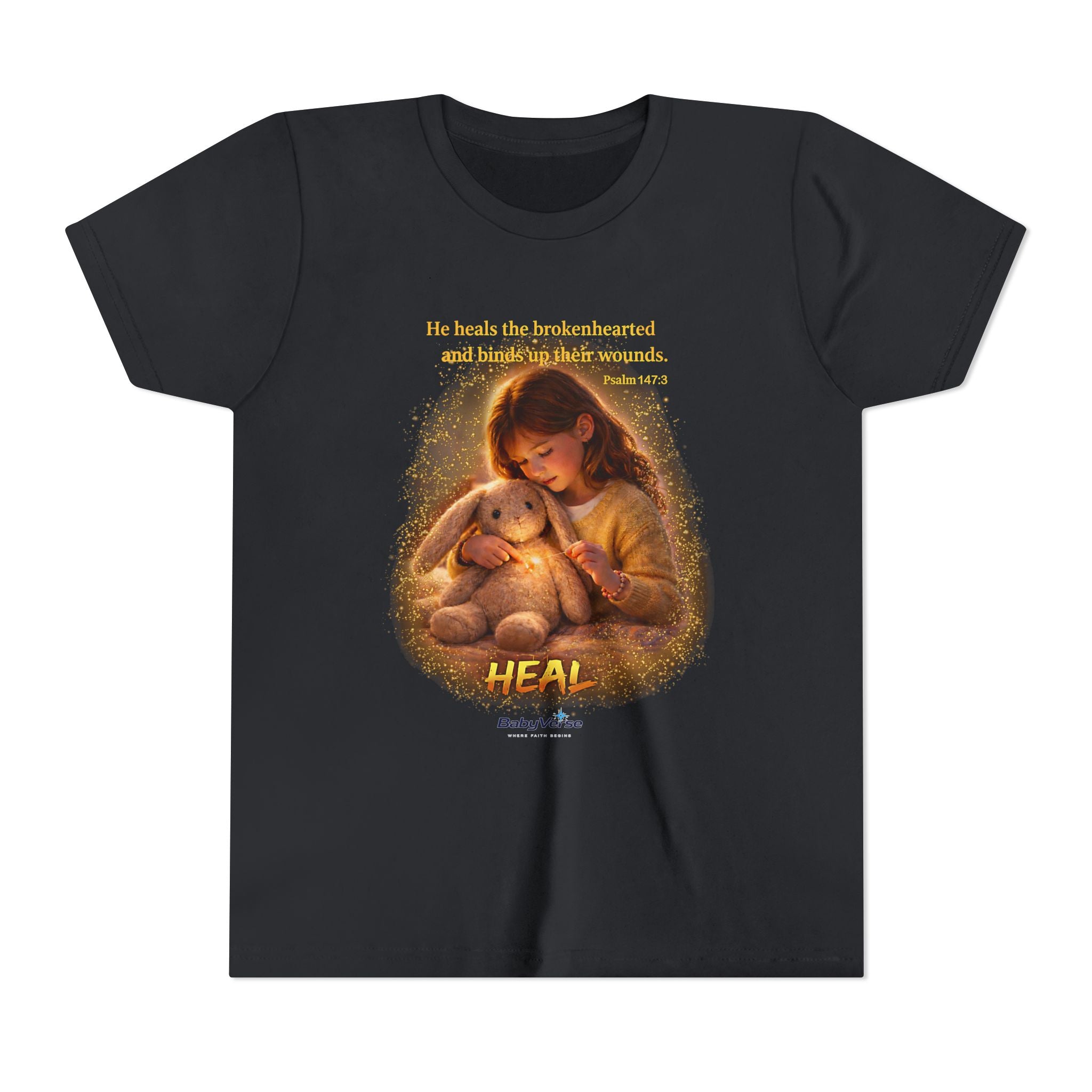 Youth Christian T-Shirt “Heal” | Psalm 148:3 Faith Based Kids Shirt | Inspirational Bible Verse Youth Tee