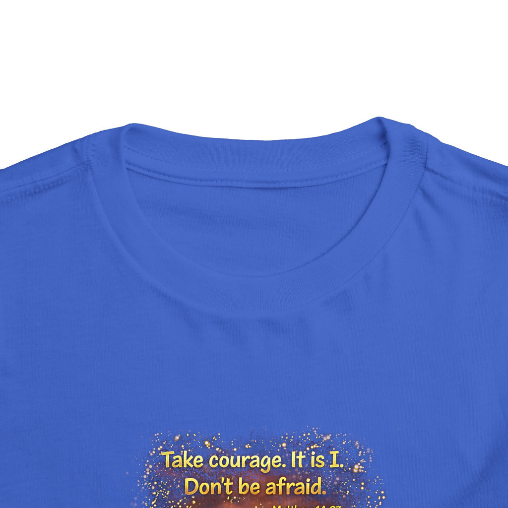 Toddler Tee — “Step in Faith” Inspirational Christian Tee | Matthew 14:27 Bible Verse Faith Shirt for Kids