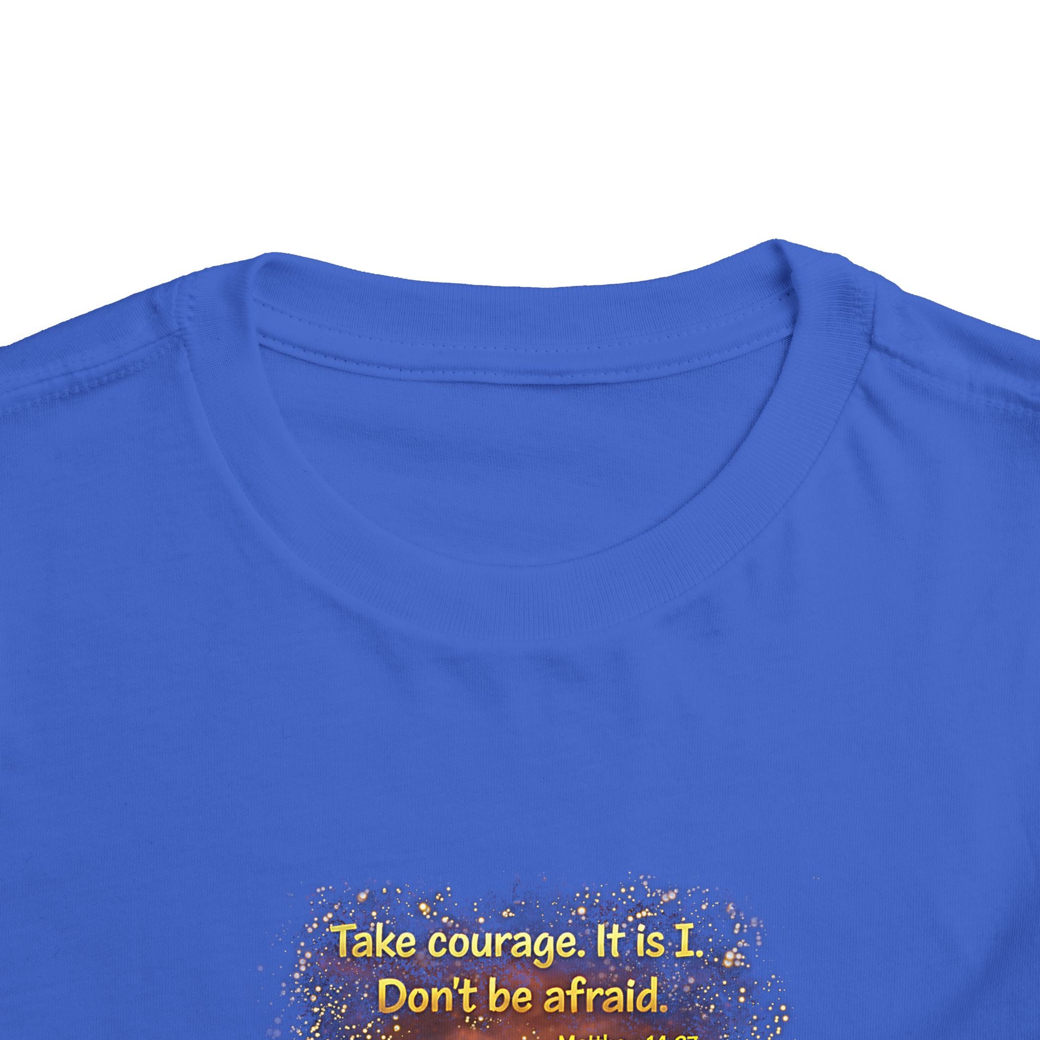 Toddler Tee — “Step in Faith” Inspirational Christian Tee | Matthew 14:27 Bible Verse Faith Shirt for Kids