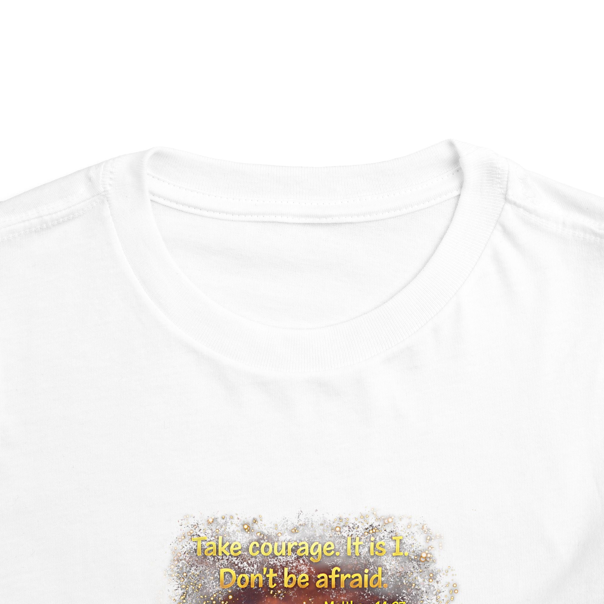 Toddler Tee — “Step in Faith” Inspirational Christian Tee | Matthew 14:27 Bible Verse Faith Shirt for Kids