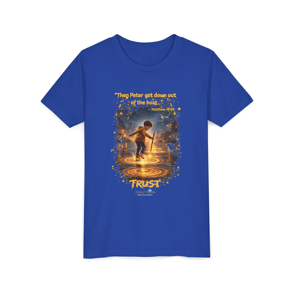 Youth Christian T-Shirt “Trust” | Matthew 14:29 Faith Kids Shirt | Inspirational Youth Tee