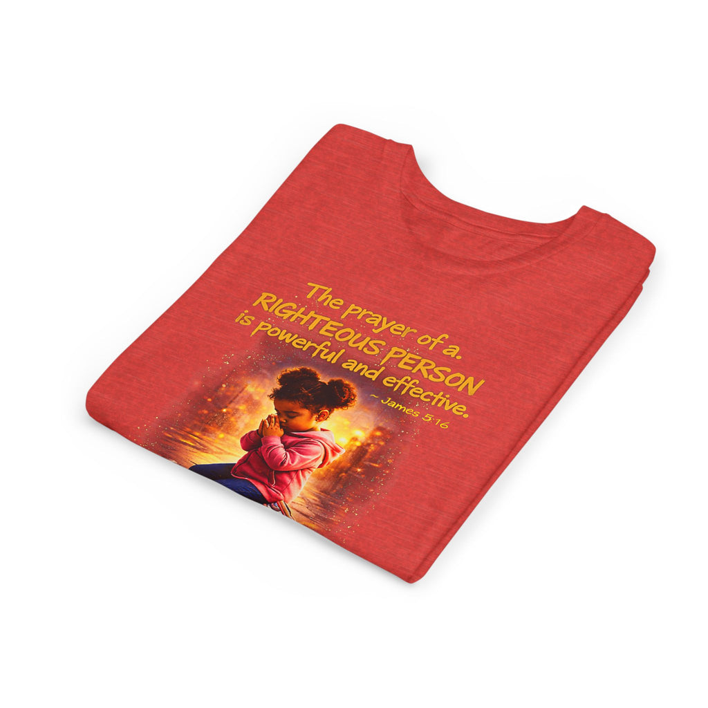 Youth Christian T-Shirt “Pray” | James 5:16 Faith Kids Shirt | Inspirational Youth Tee