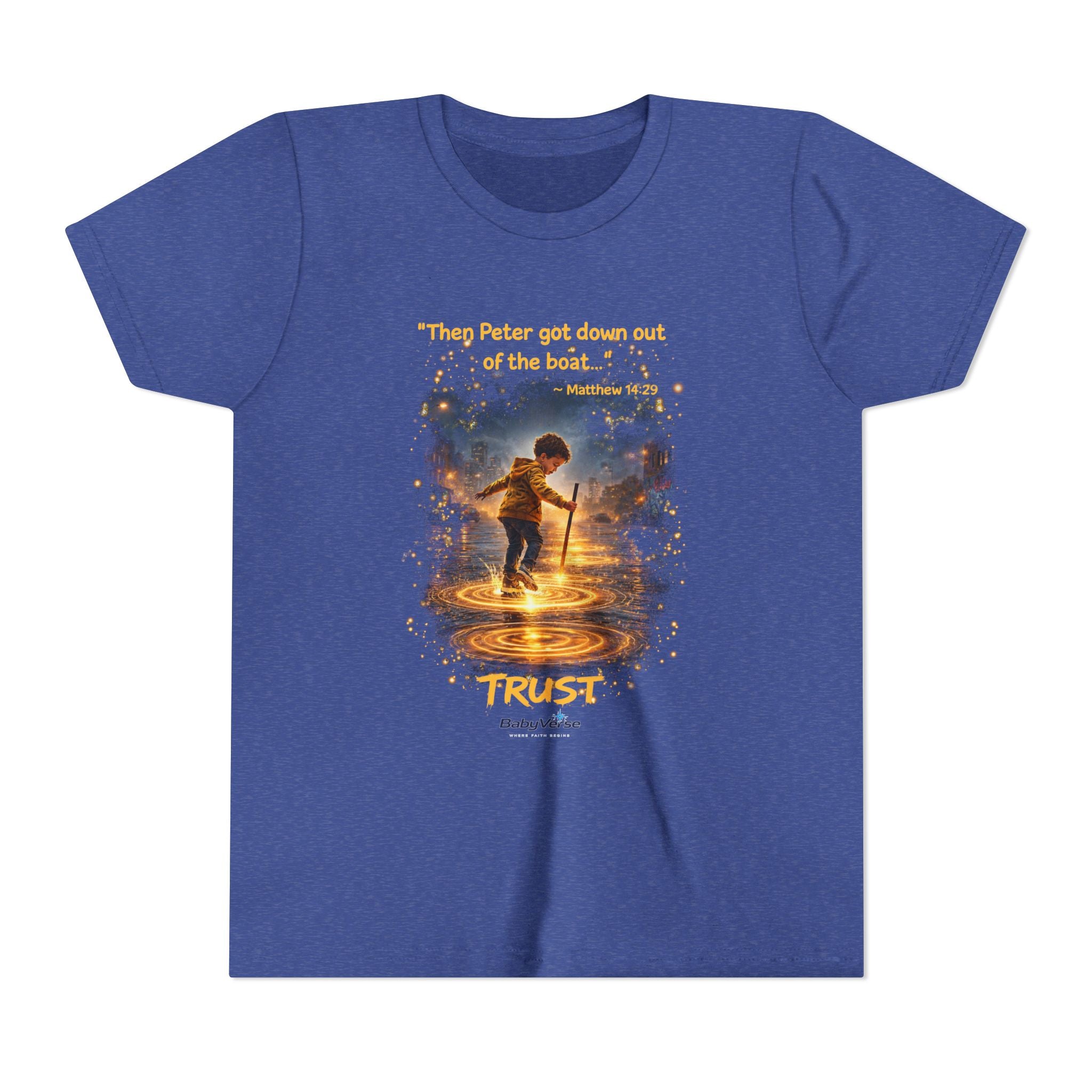 Youth Christian T-Shirt “Trust” | Matthew 14:29 Faith Kids Shirt | Inspirational Youth Tee