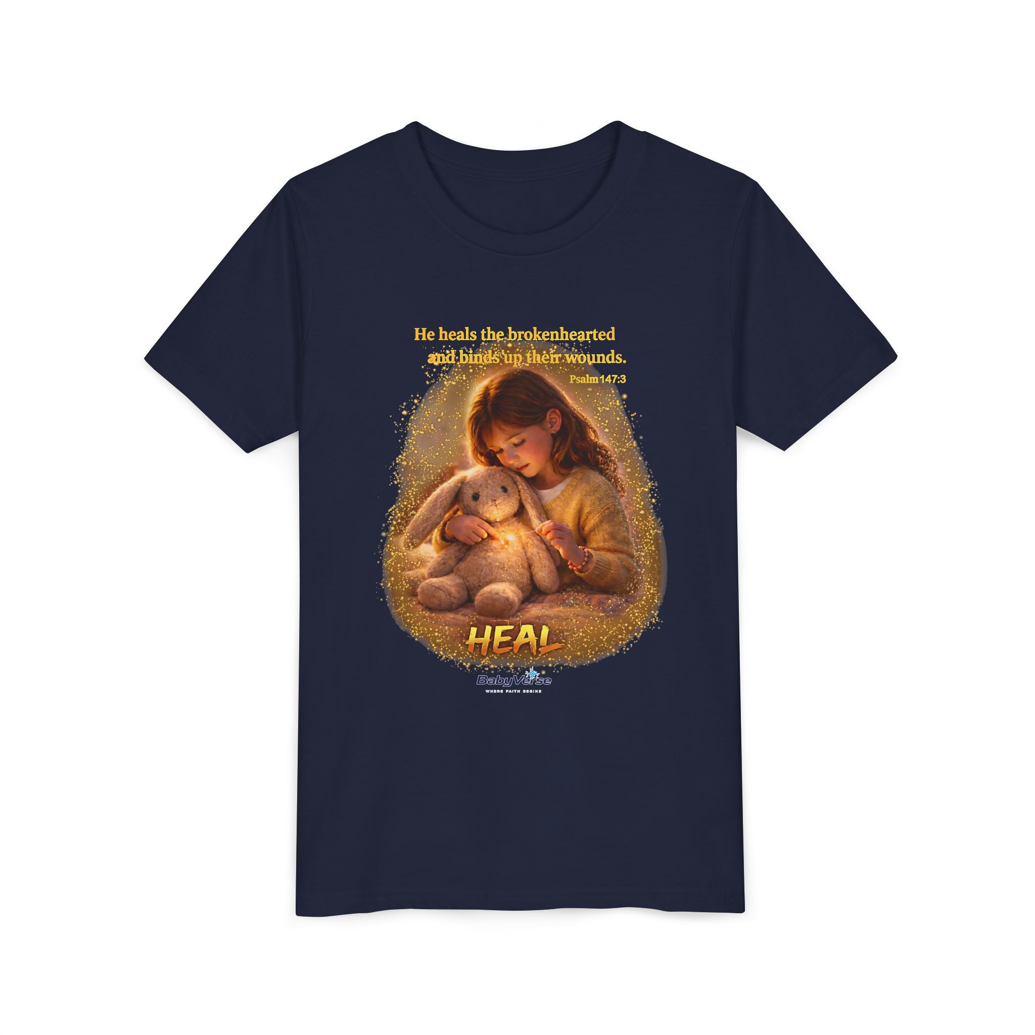 Youth Christian T-Shirt “Heal” | Psalm 148:3 Faith Based Kids Shirt | Inspirational Bible Verse Youth Tee