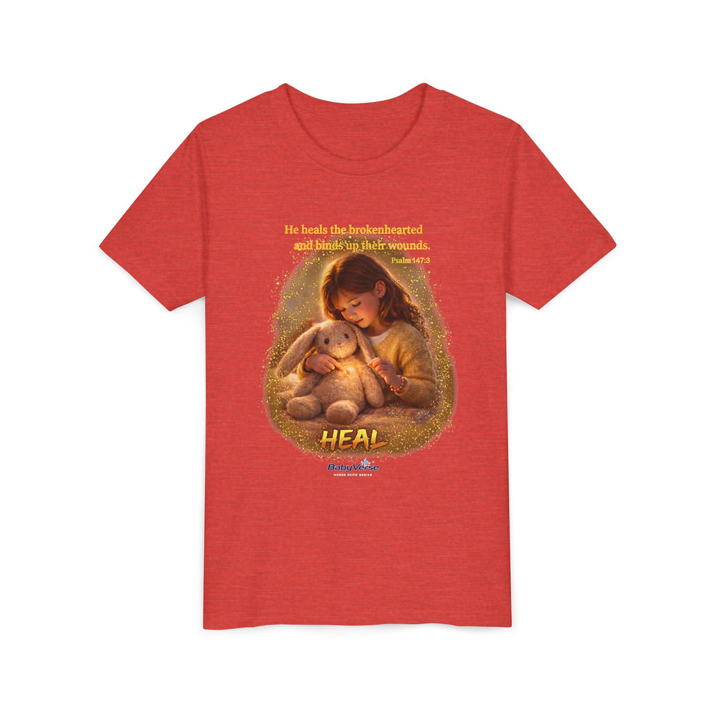 Youth Christian T-Shirt “Heal” | Psalm 148:3 Faith Based Kids Shirt | Inspirational Bible Verse Youth Tee