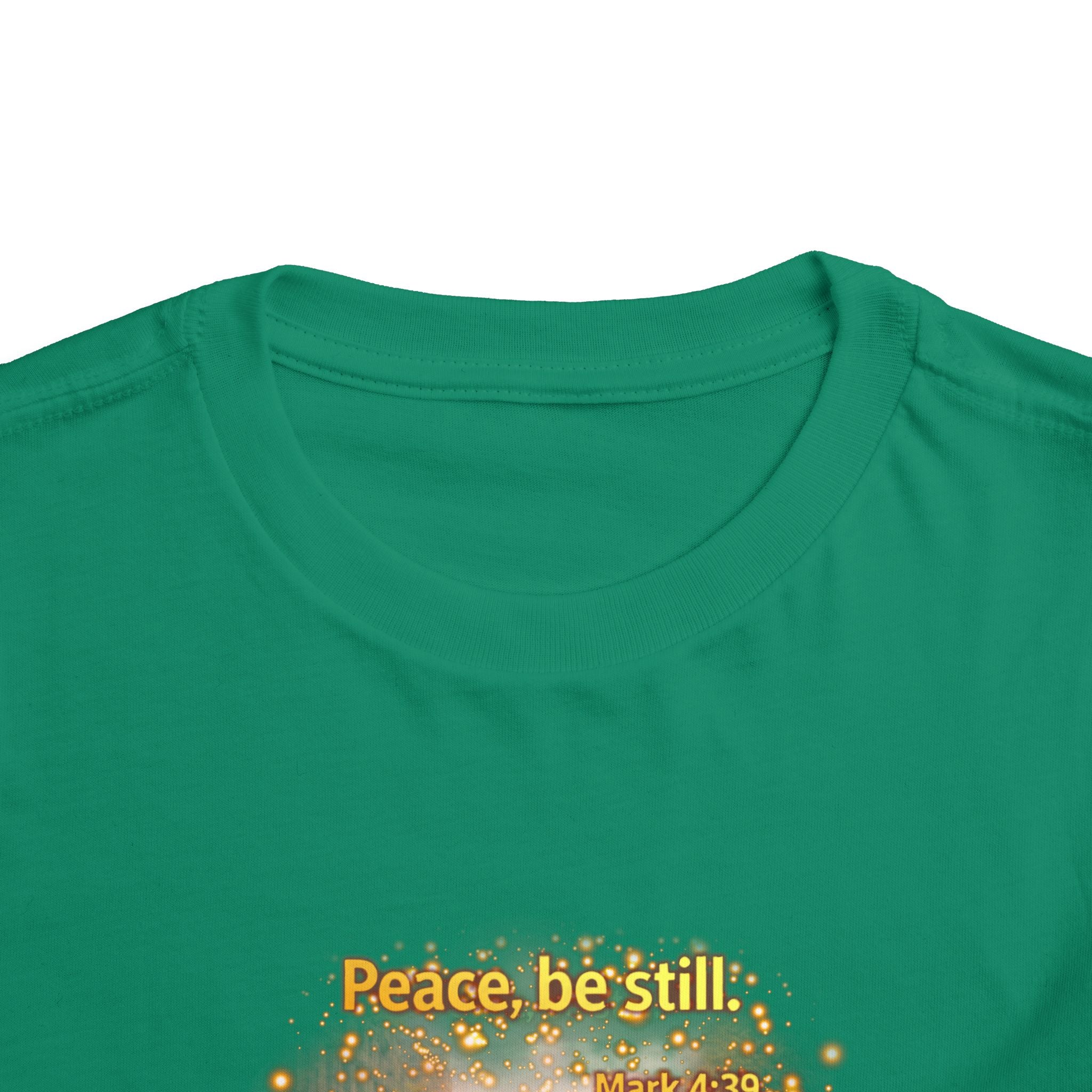 Toddler Tee — “Peace, Be Still” Inspirational Christian Tee | Mark 4:39 Bible Verse Faith Shirt for Kids