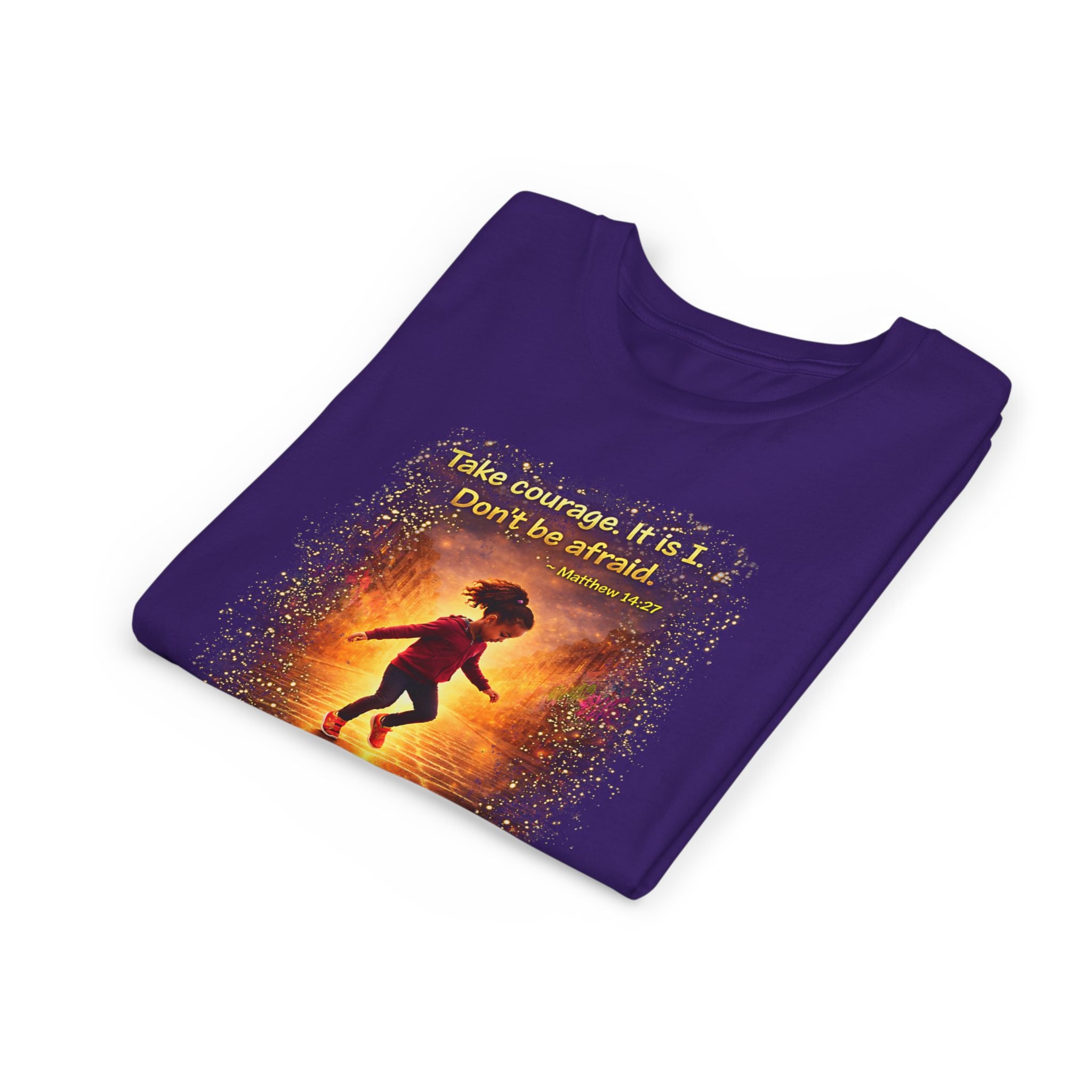 Youth Christian T-Shirt “Step in Faith” | Matthew 14:27 Kids Faith Shirt | Inspirational Bible Verse Youth Tee