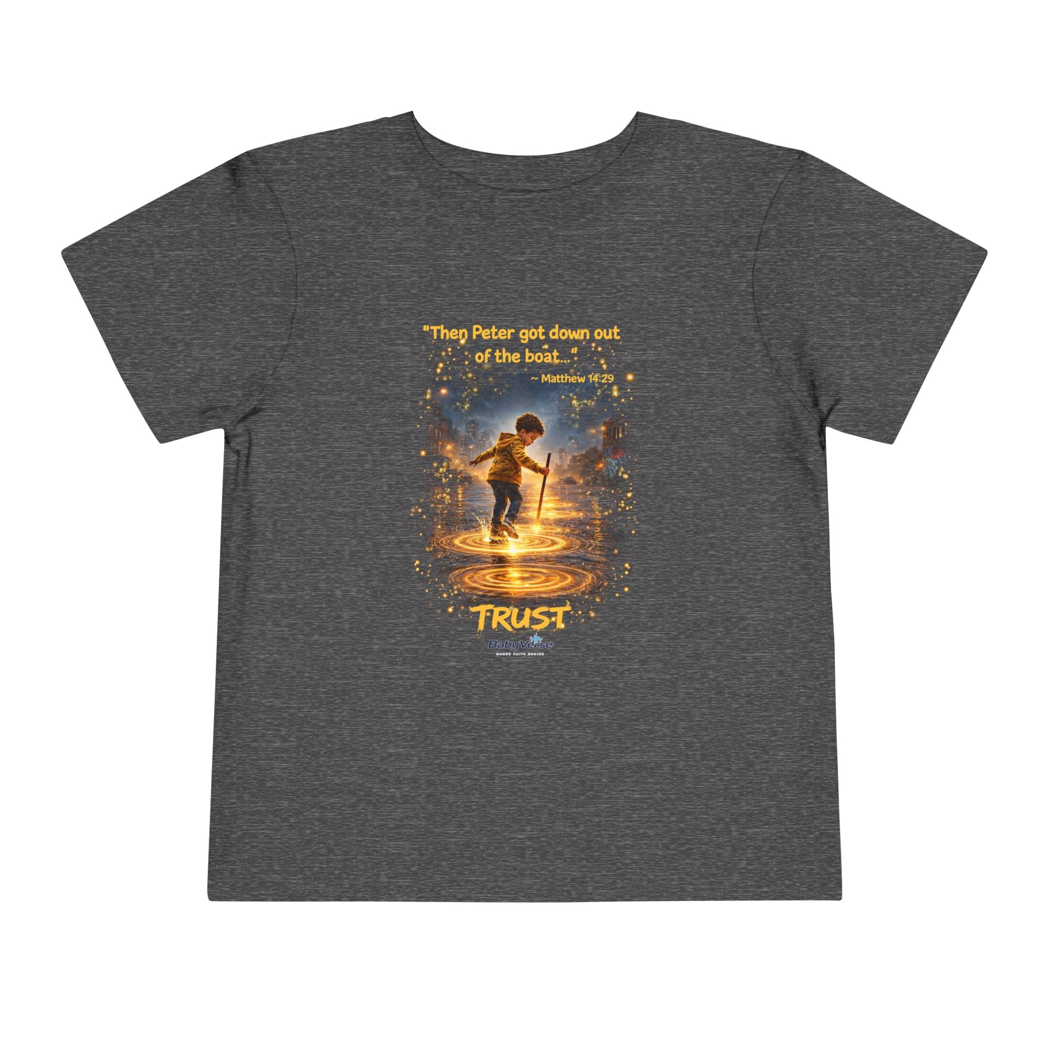 Toddler Tee — “Trust” Inspirational Christian Tee | Matthew 14:29 Faith Shirt for Kids
