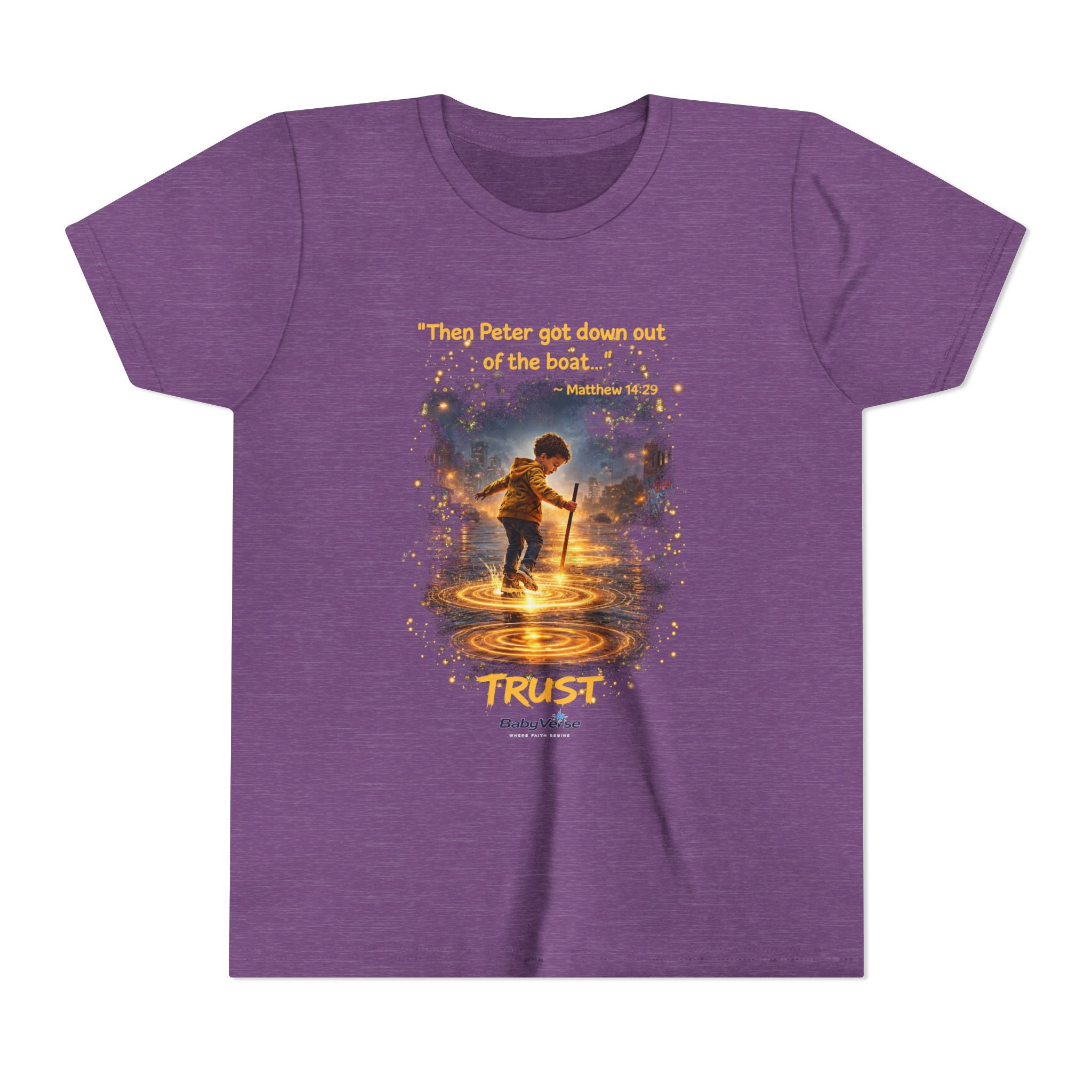 Youth Christian T-Shirt “Trust” | Matthew 14:29 Faith Kids Shirt | Inspirational Youth Tee