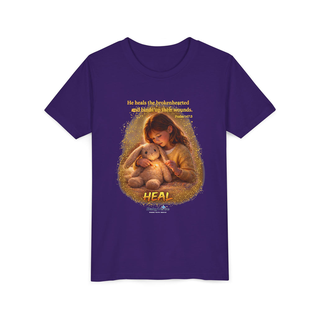 Youth Christian T-Shirt “Heal” | Psalm 148:3 Faith Based Kids Shirt | Inspirational Bible Verse Youth Tee
