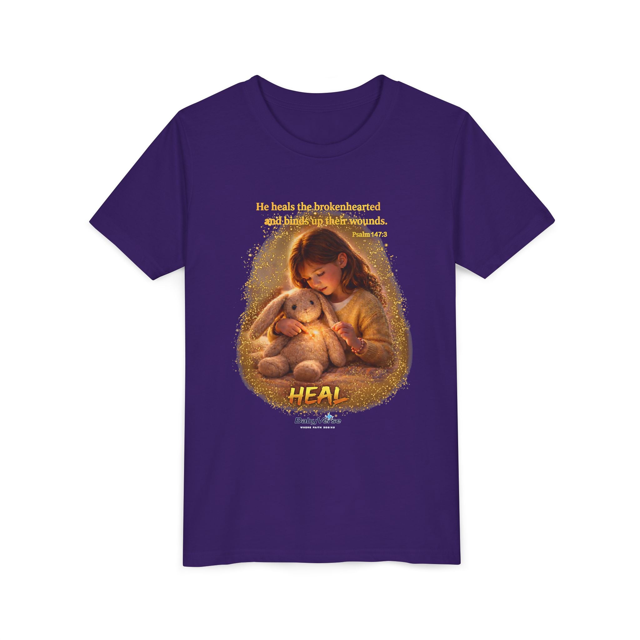 Youth Christian T-Shirt “Heal” | Psalm 148:3 Faith Based Kids Shirt | Inspirational Bible Verse Youth Tee