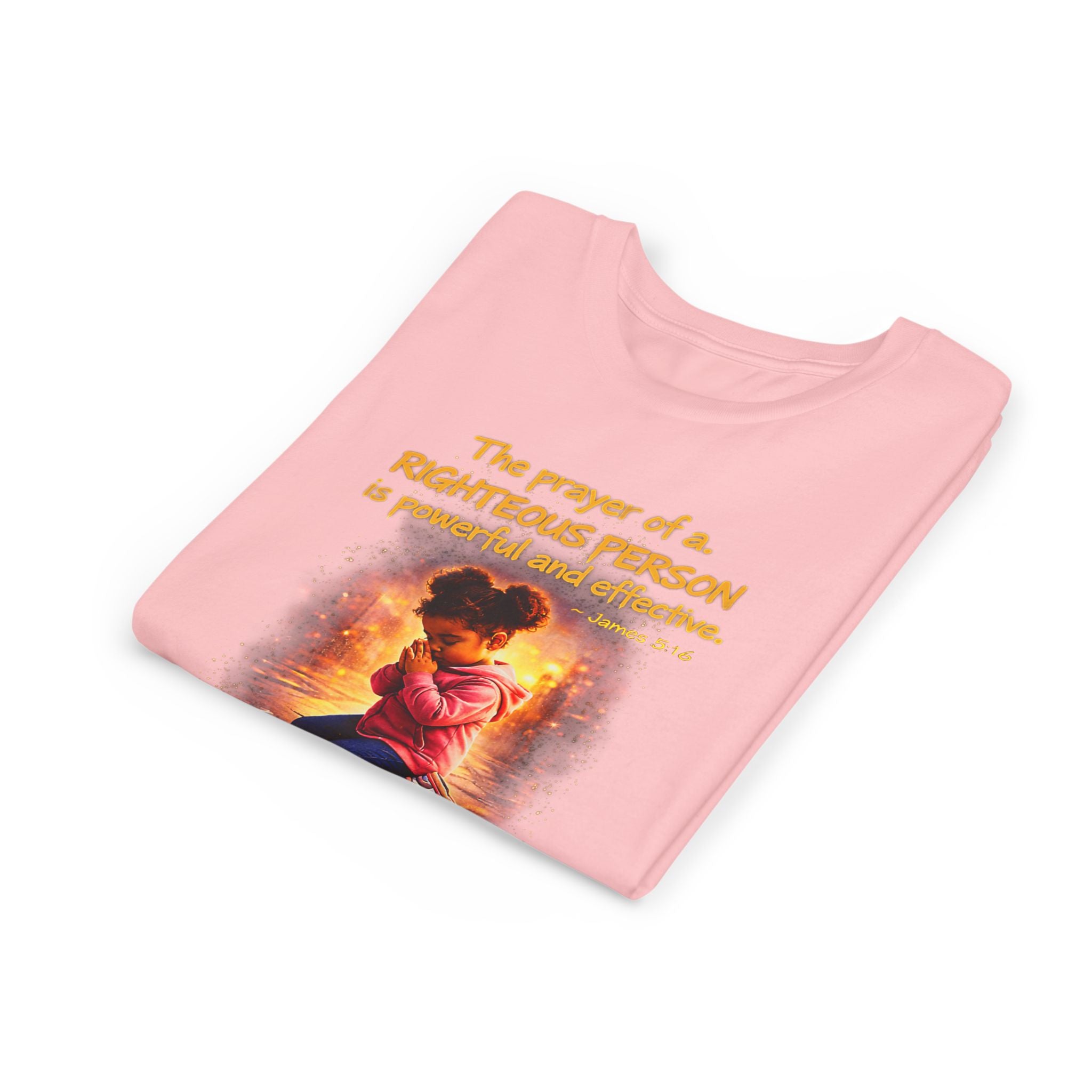 Youth Christian T-Shirt “Pray” | James 5:16 Faith Kids Shirt | Inspirational Youth Tee
