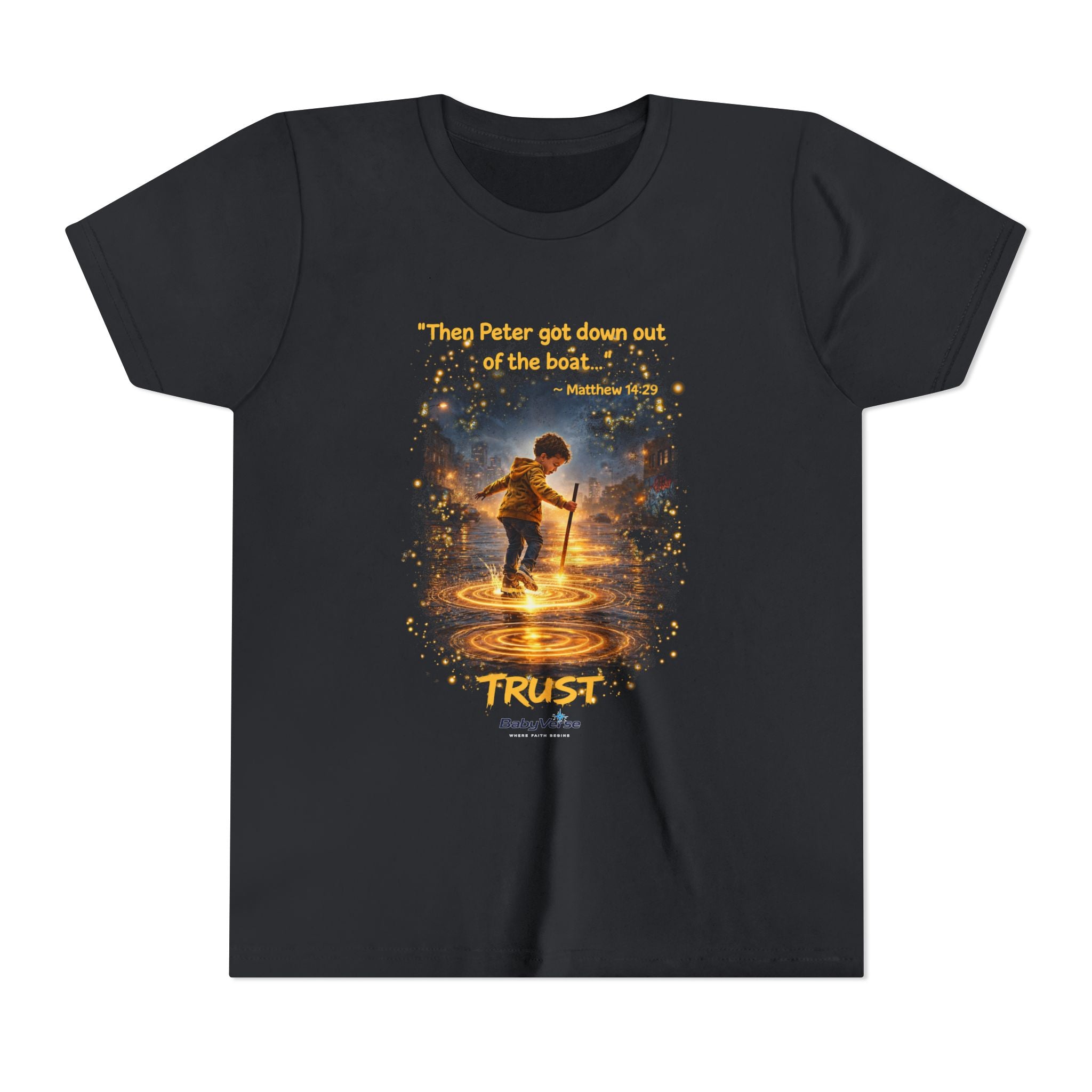 Youth Christian T-Shirt “Trust” | Matthew 14:29 Faith Kids Shirt | Inspirational Youth Tee