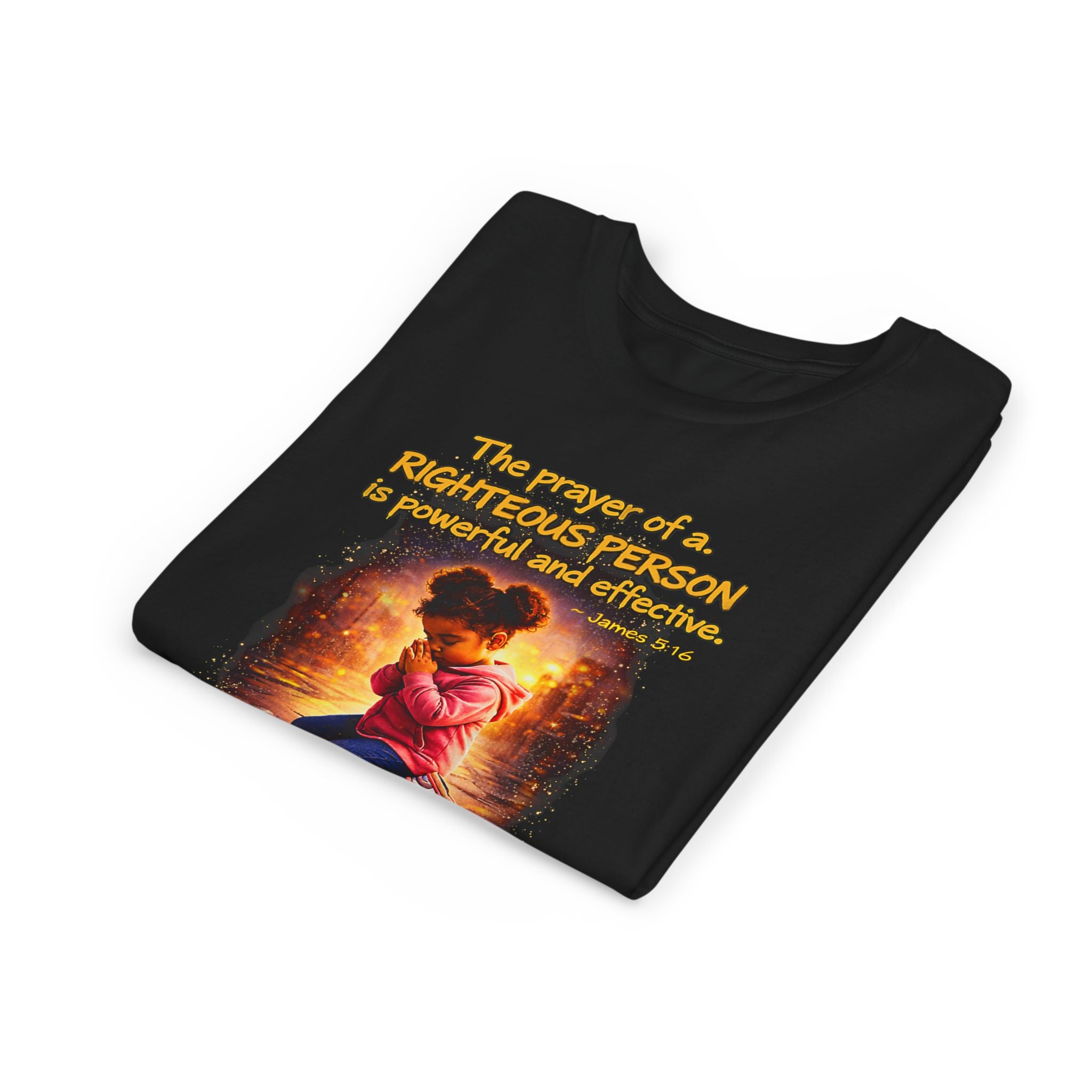 Youth Christian T-Shirt “Pray” | James 5:16 Faith Kids Shirt | Inspirational Youth Tee