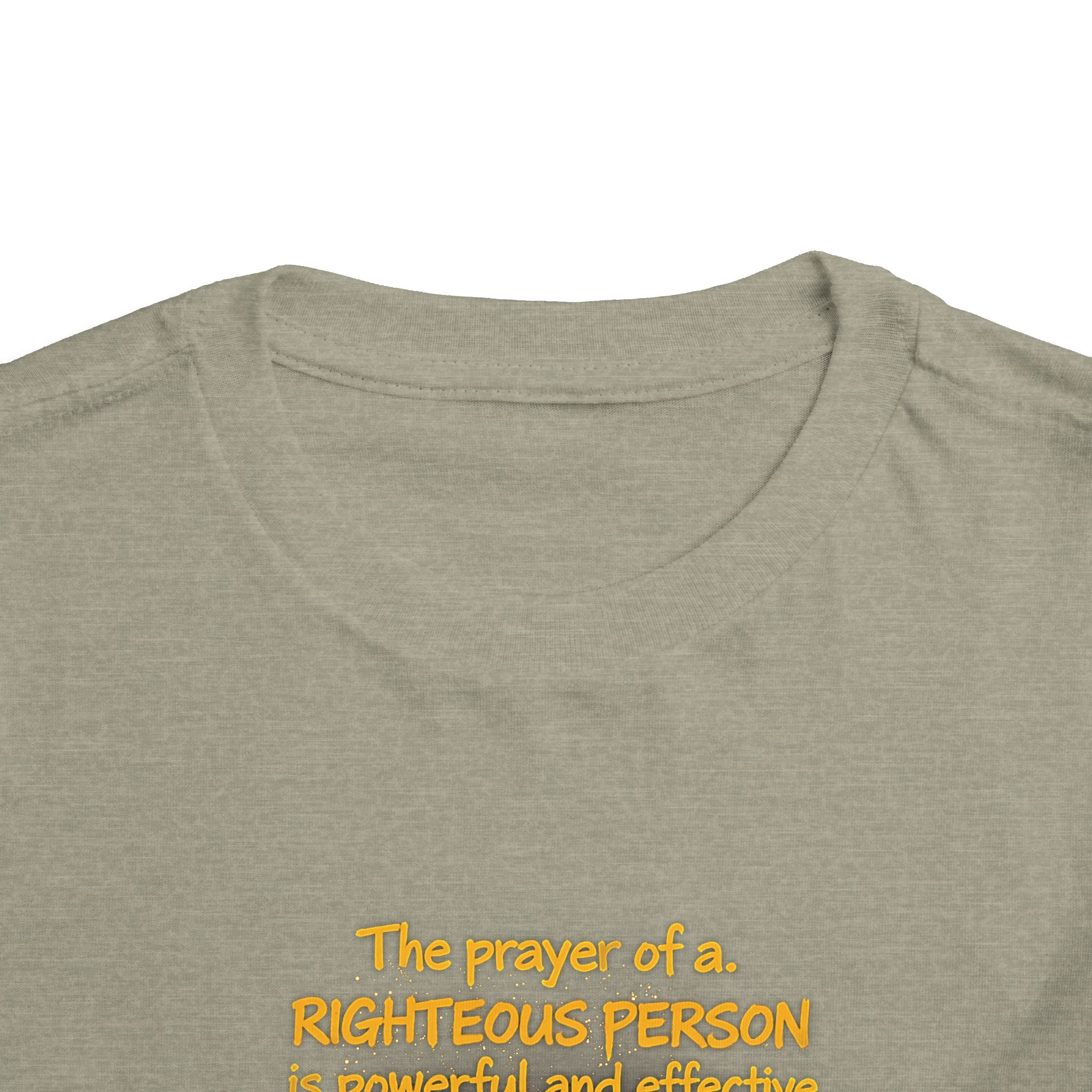 Toddler Tee — “Pray” Inspirational Christian Tee | James 5:16 Bible Verse Faith Shirt for Kids