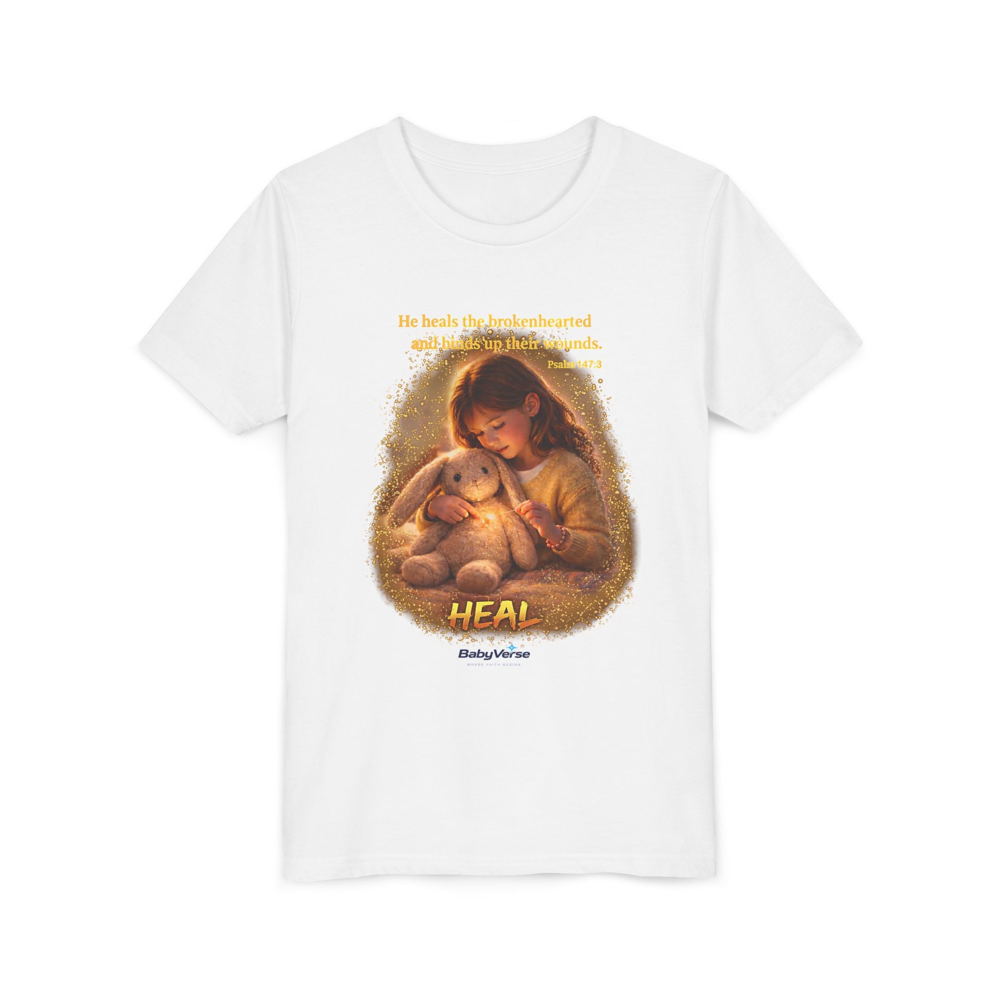 Youth Christian T-Shirt “Heal” | Psalm 148:3 Faith Based Kids Shirt | Inspirational Bible Verse Youth Tee