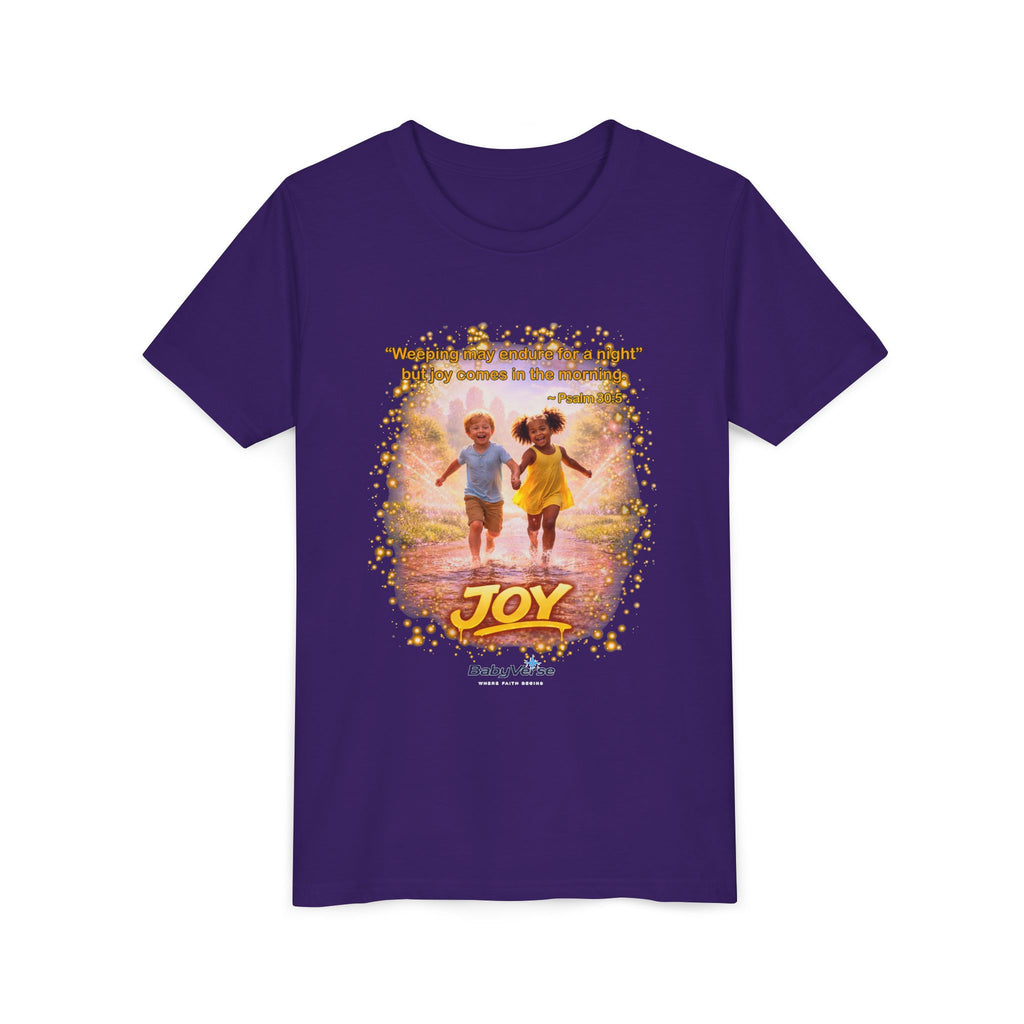 Youth Christian T-Shirt “Joy” | Psalm 30:5 Faith Kids Shirt | Inspirational Bible Verse Youth Tee