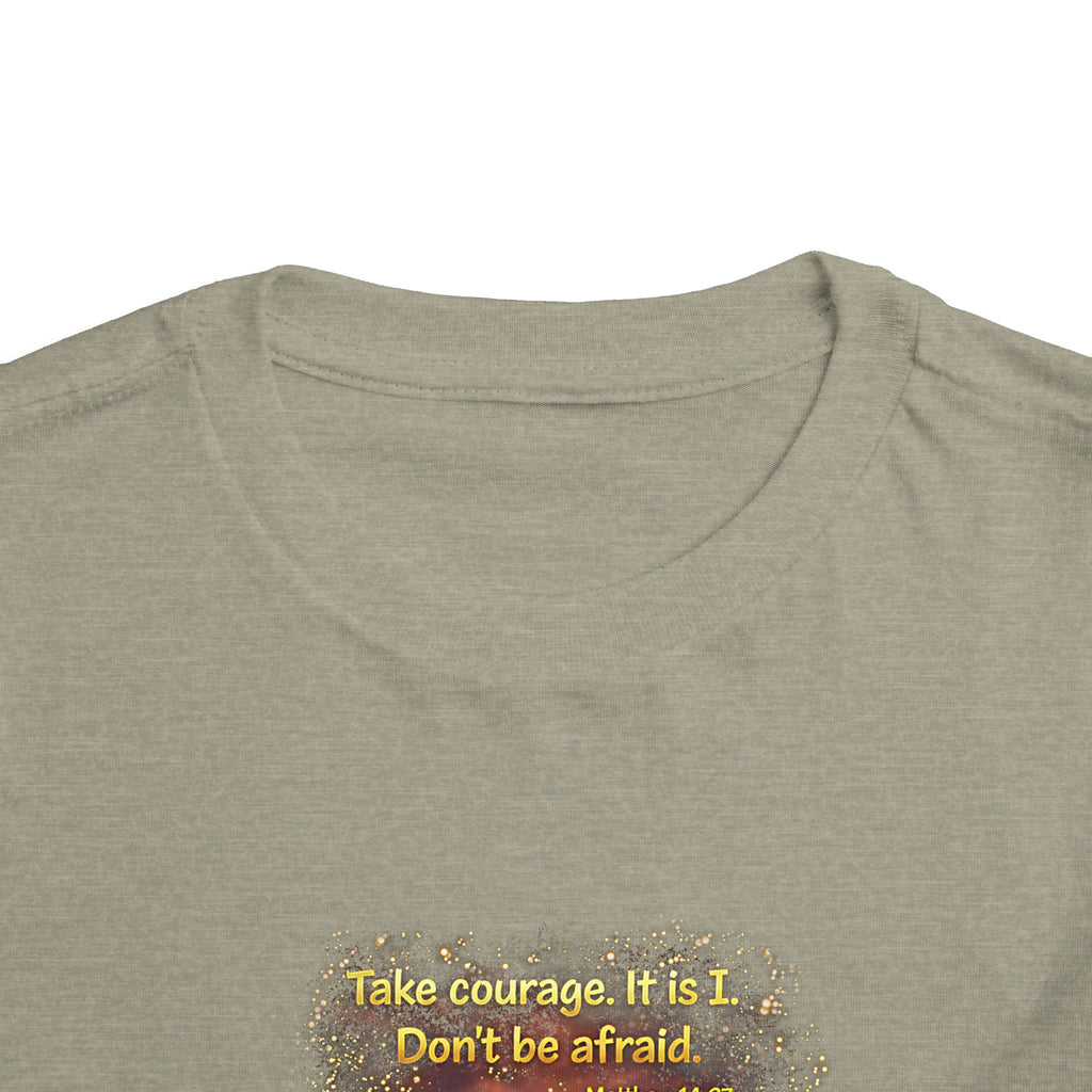 Toddler Tee — “Step in Faith” Inspirational Christian Tee | Matthew 14:27 Bible Verse Faith Shirt for Kids