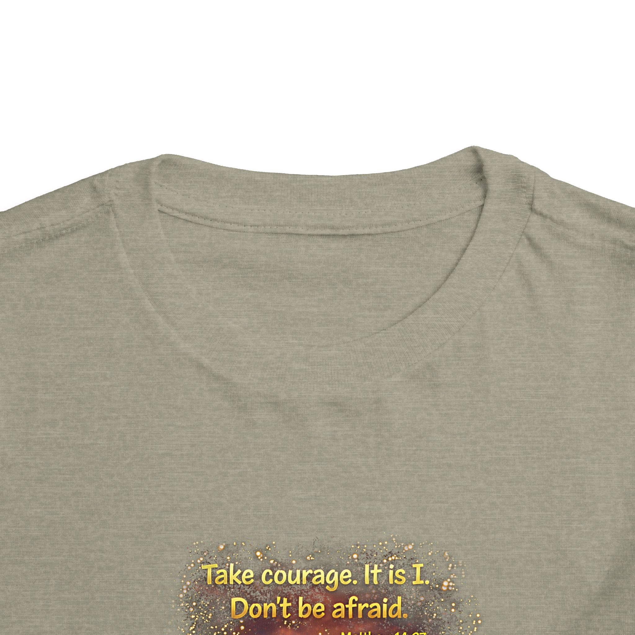 Toddler Tee — “Step in Faith” Inspirational Christian Tee | Matthew 14:27 Bible Verse Faith Shirt for Kids