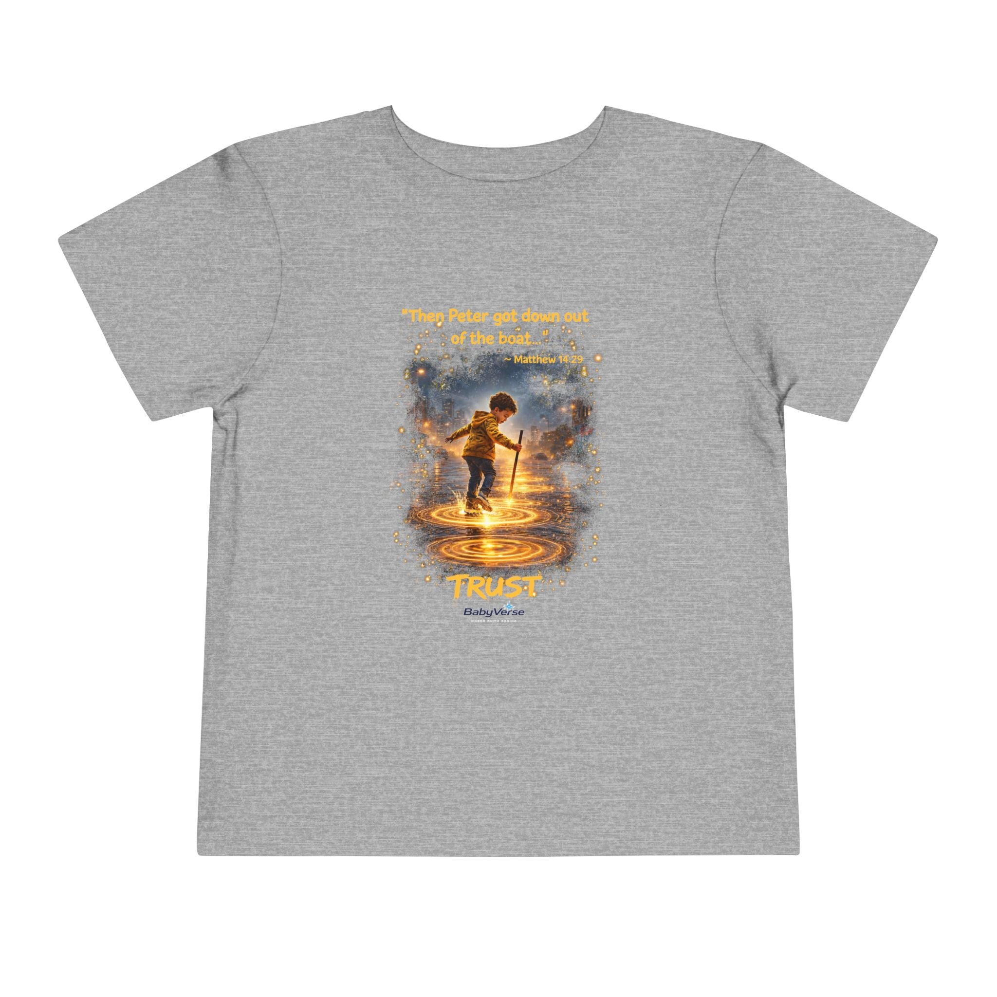 Toddler Tee — “Trust” Inspirational Christian Tee | Matthew 14:29 Faith Shirt for Kids