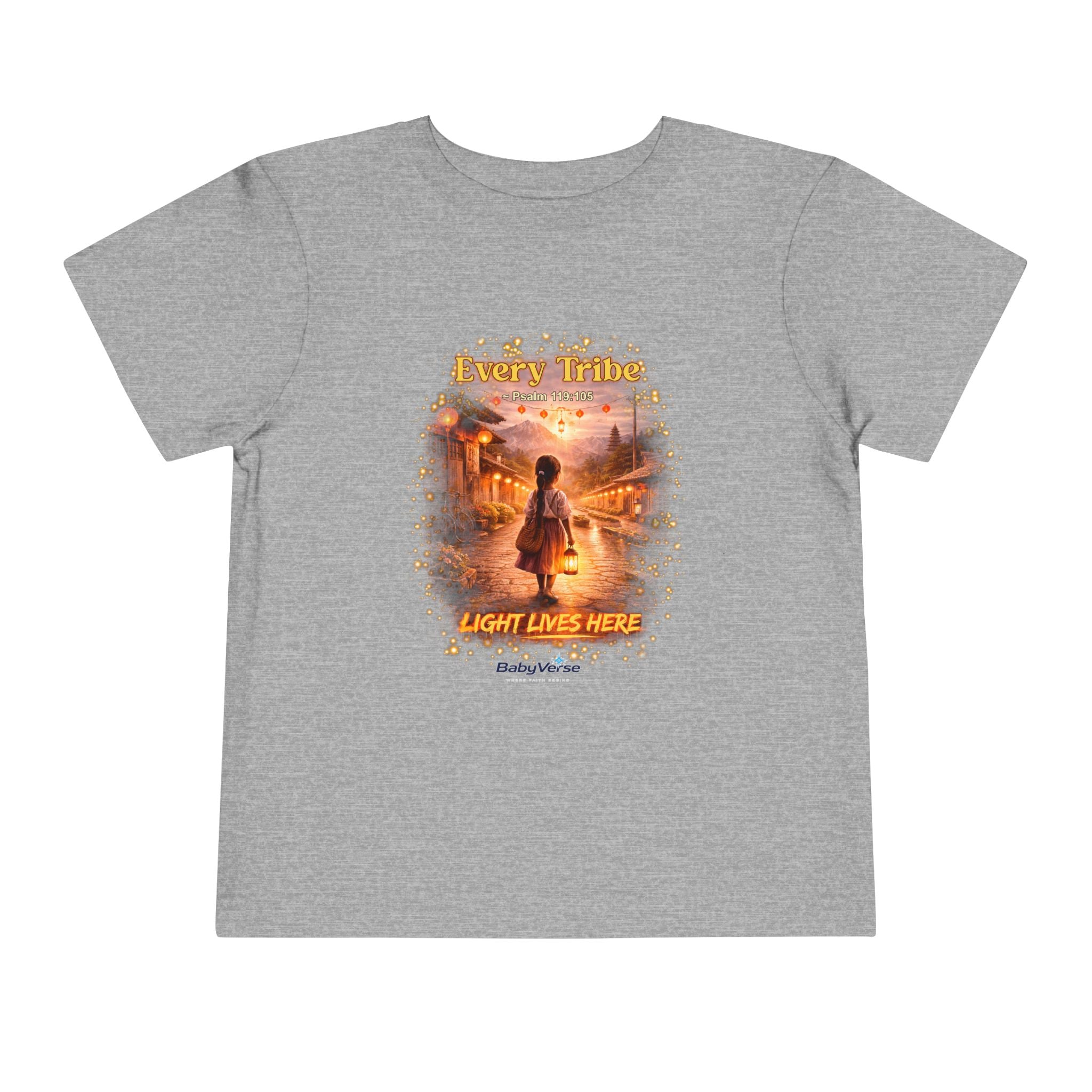 Toddler Tee — “Light Lives Here” Inspirational Christian Tee | Psalm 119:105 Faith Shirt for Kids