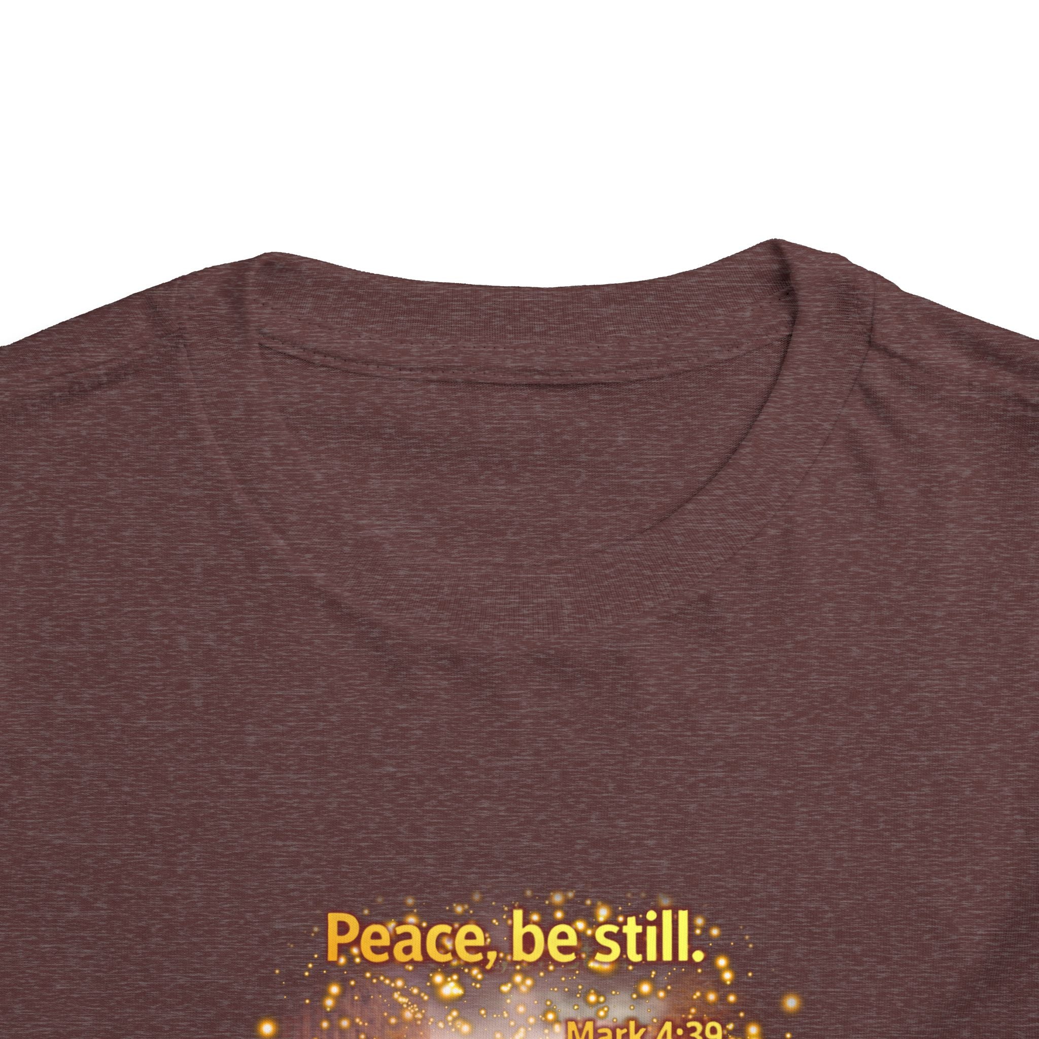 Toddler Tee — “Peace, Be Still” Inspirational Christian Tee | Mark 4:39 Bible Verse Faith Shirt for Kids