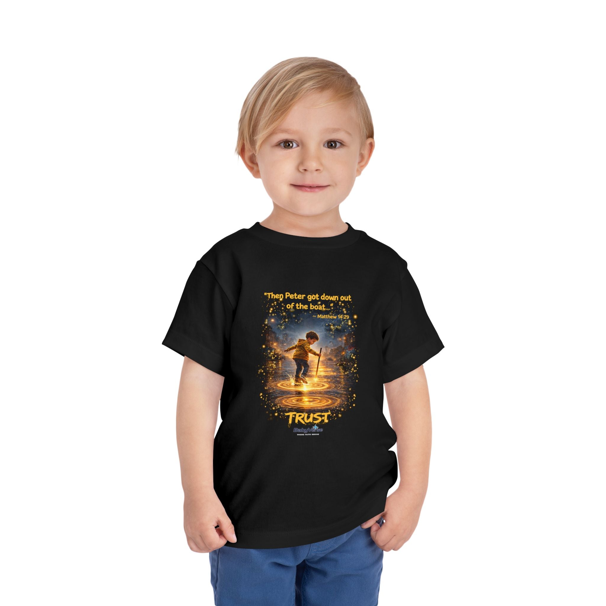 Toddler Tee — “Trust” Inspirational Christian Tee | Matthew 14:29 Faith Shirt for Kids