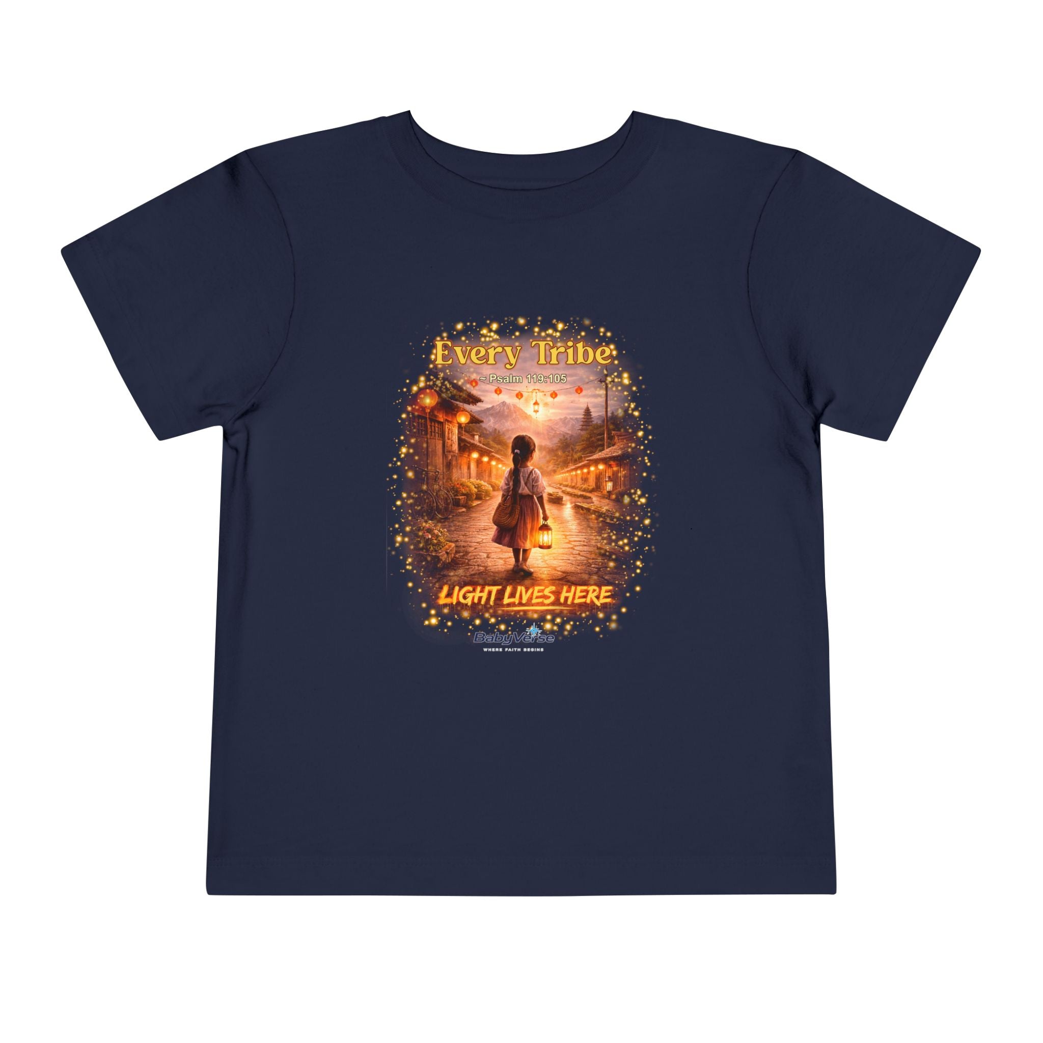 Toddler Tee — “Light Lives Here” Inspirational Christian Tee | Psalm 119:105 Faith Shirt for Kids