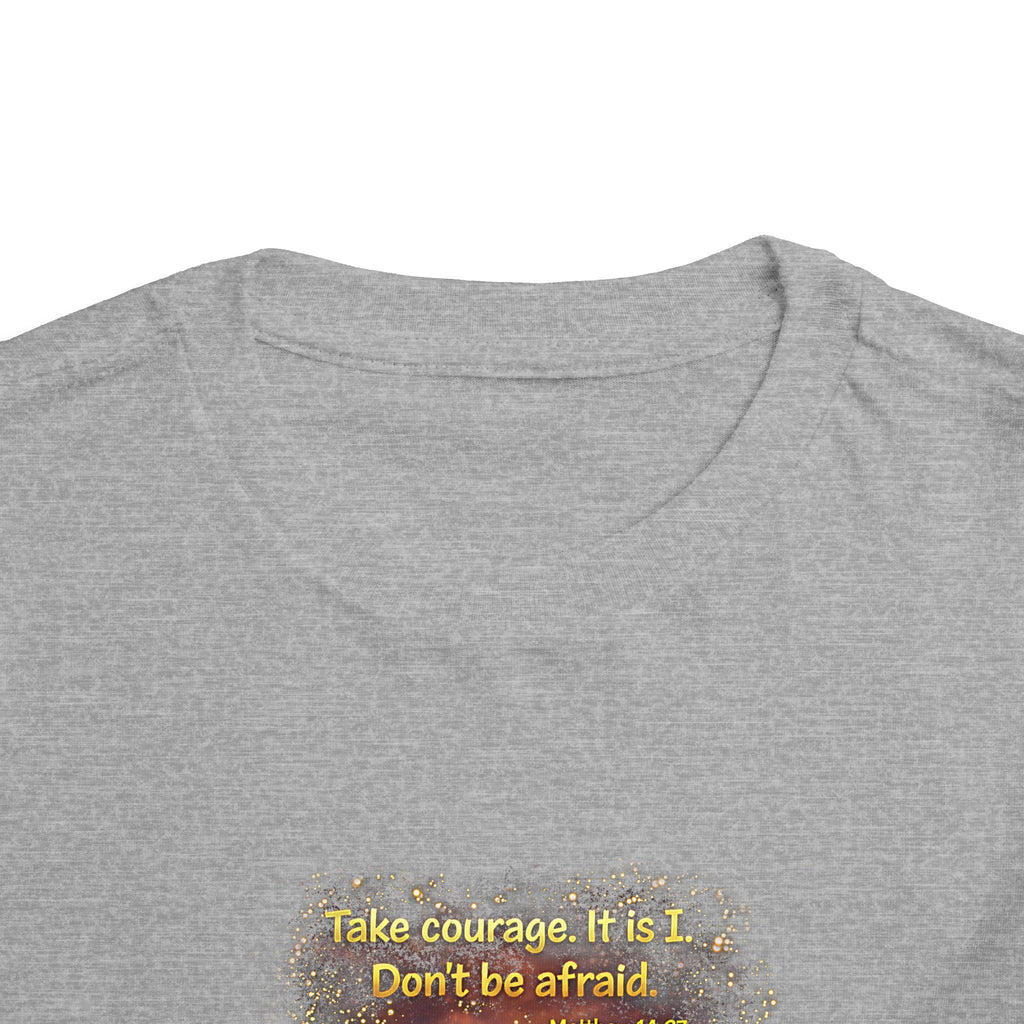 Toddler Tee — “Step in Faith” Inspirational Christian Tee | Matthew 14:27 Bible Verse Faith Shirt for Kids