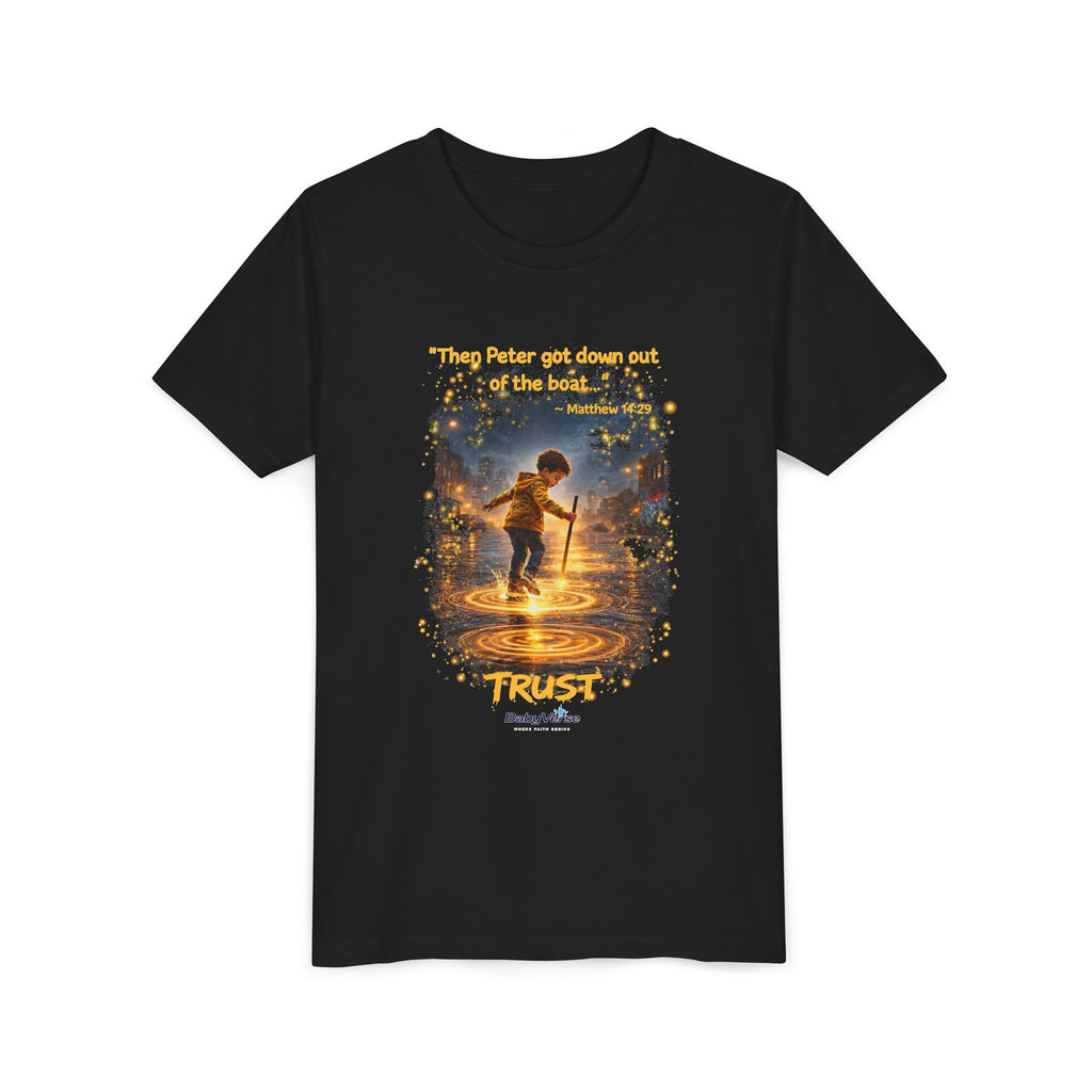 Youth Christian T-Shirt “Trust” | Matthew 14:29 Faith Kids Shirt | Inspirational Youth Tee
