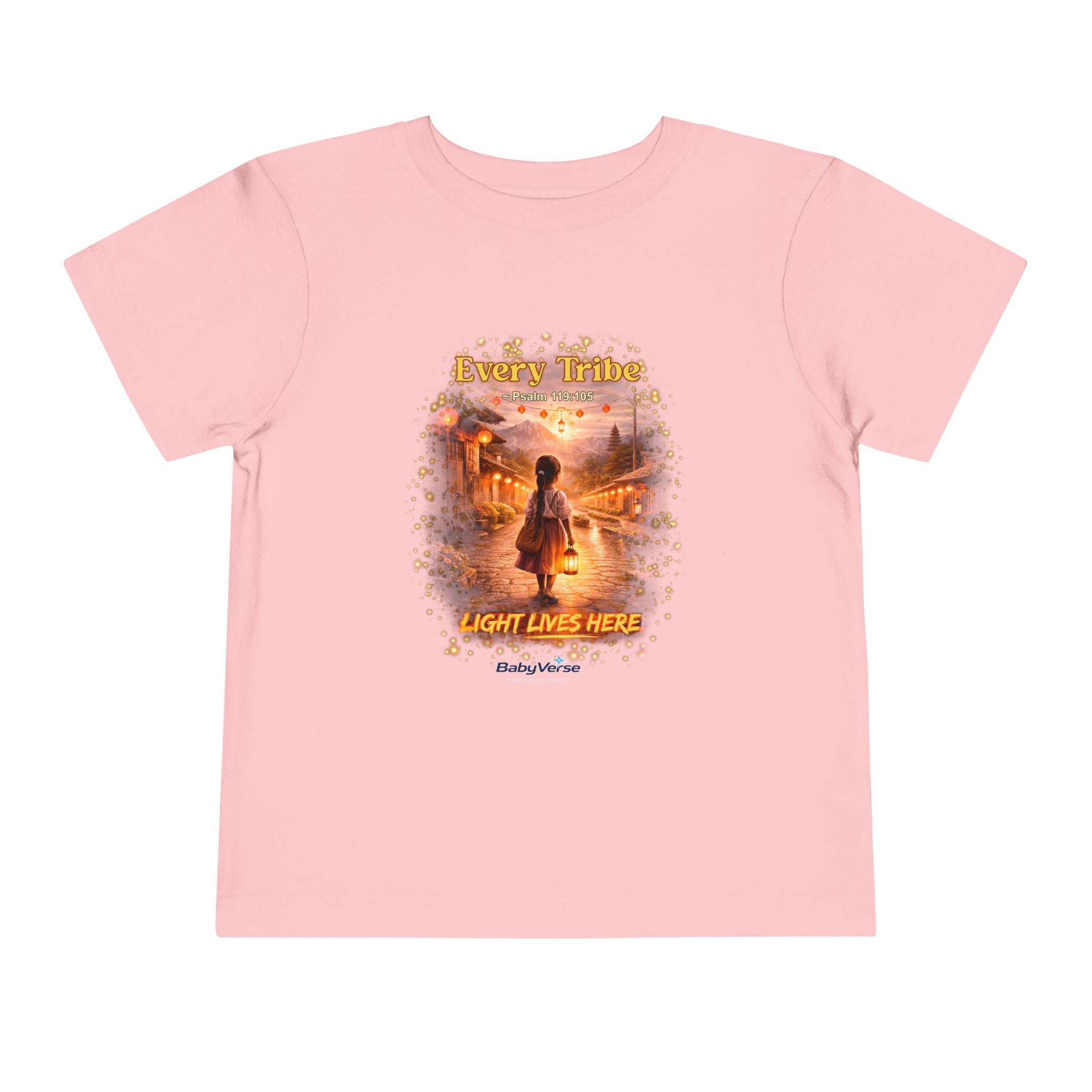 Toddler Tee — “Light Lives Here” Inspirational Christian Tee | Psalm 119:105 Faith Shirt for Kids