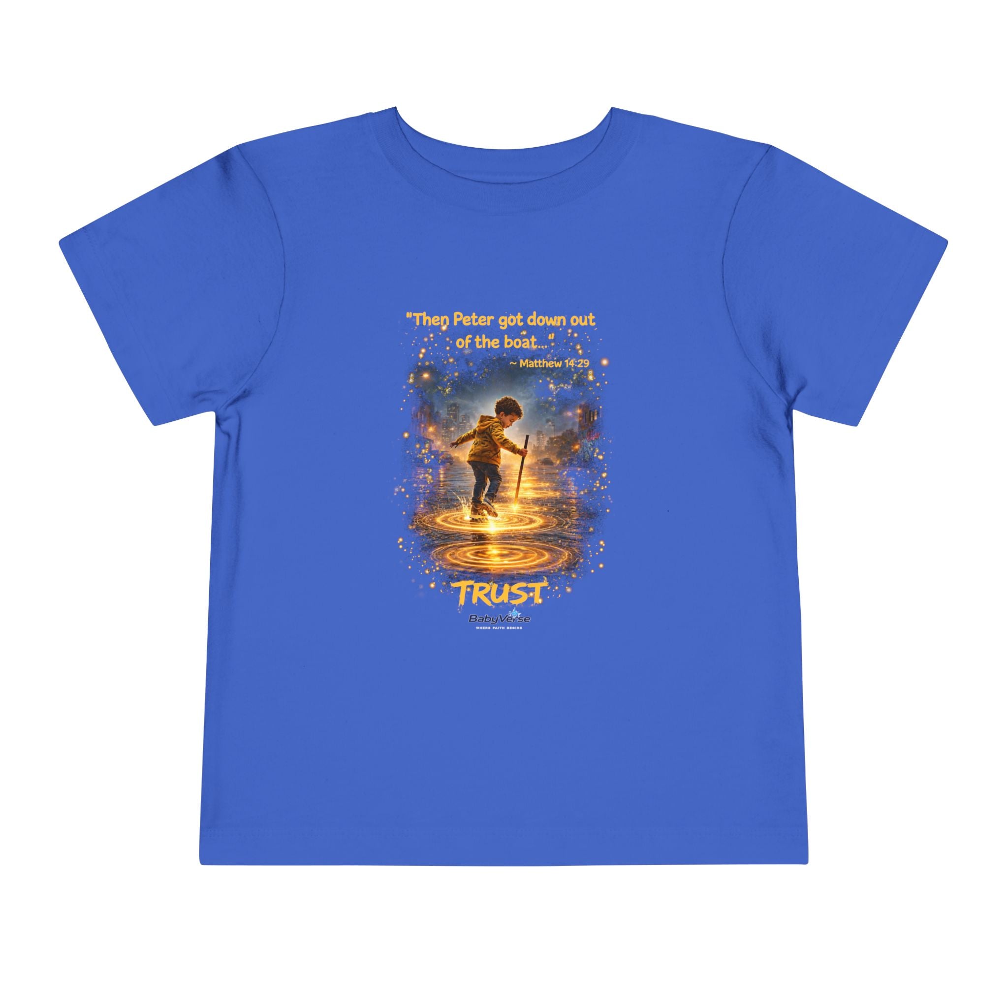 Toddler Tee — “Trust” Inspirational Christian Tee | Matthew 14:29 Faith Shirt for Kids