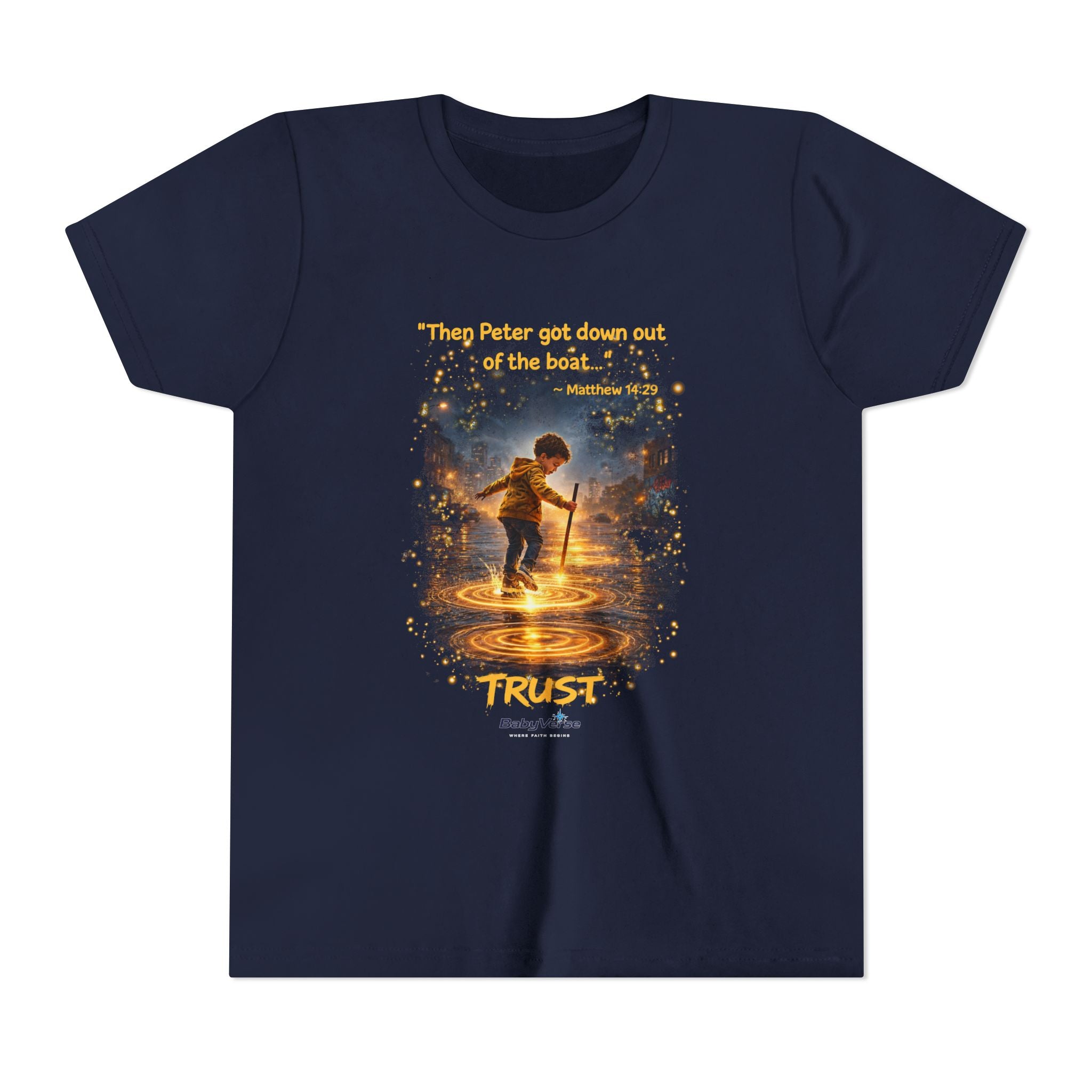 Youth Christian T-Shirt “Trust” | Matthew 14:29 Faith Kids Shirt | Inspirational Youth Tee