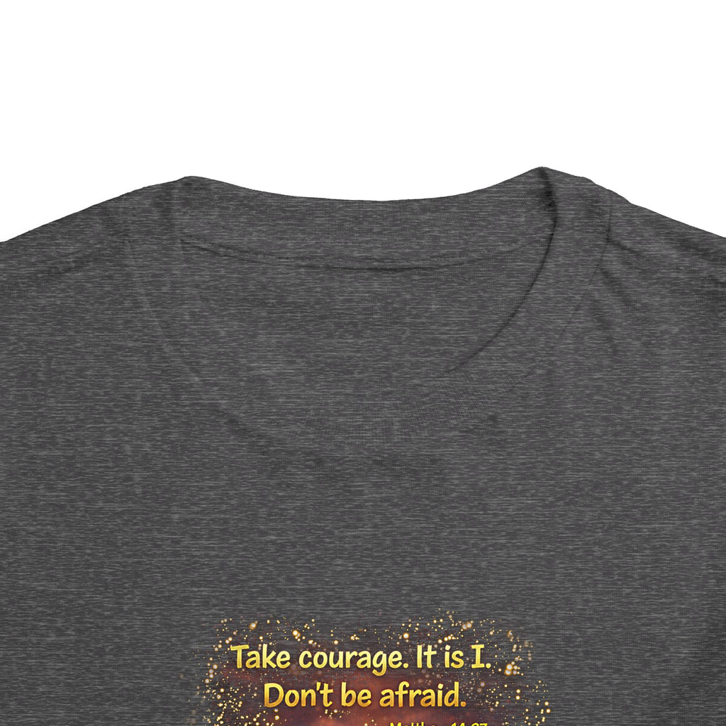 Toddler Tee — “Step in Faith” Inspirational Christian Tee | Matthew 14:27 Bible Verse Faith Shirt for Kids