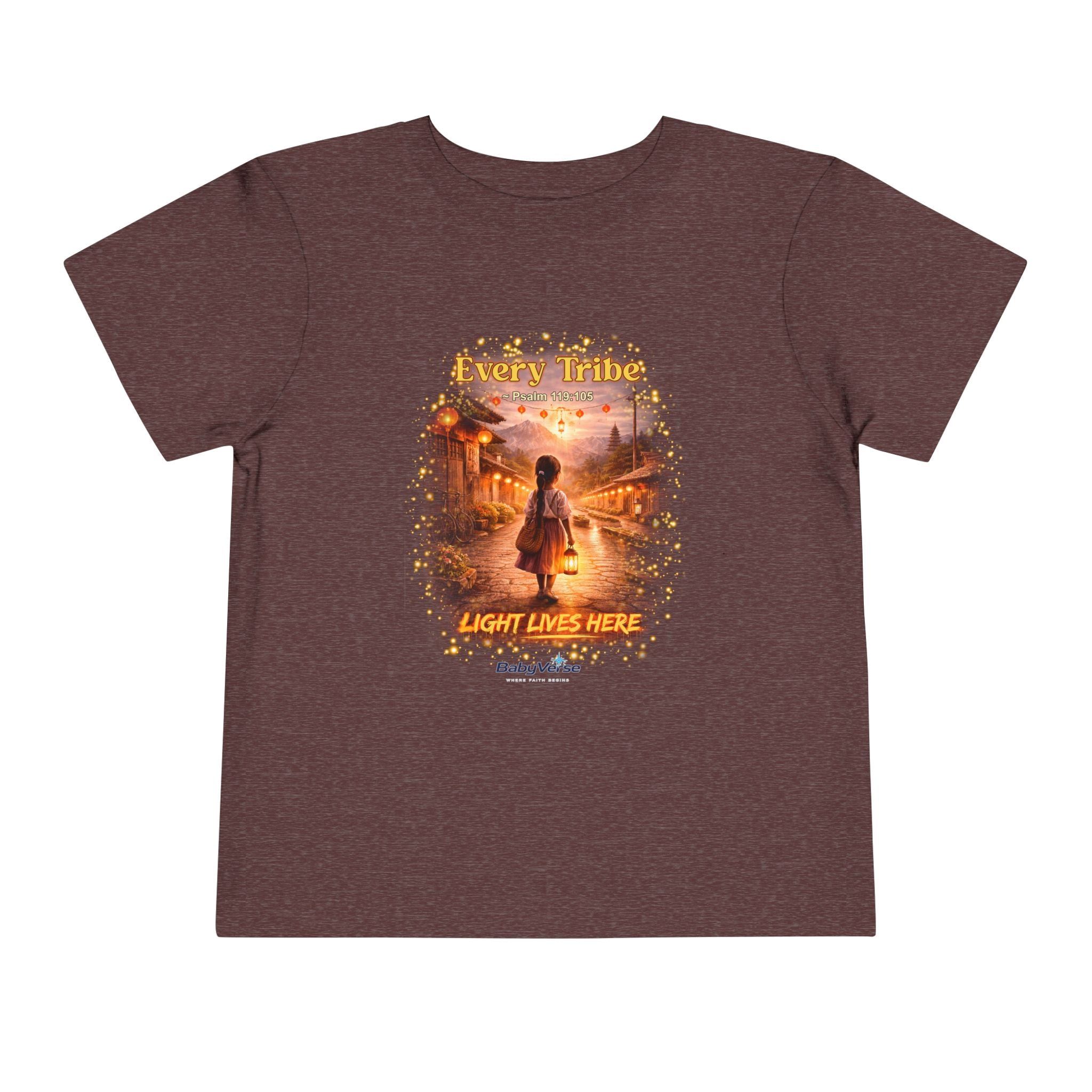 Toddler Tee — “Light Lives Here” Inspirational Christian Tee | Psalm 119:105 Faith Shirt for Kids