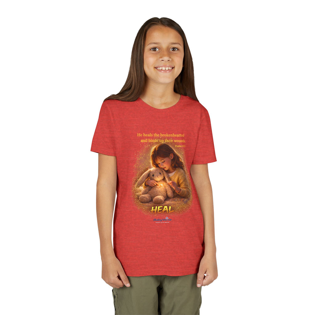 Youth Christian T-Shirt “Heal” | Psalm 148:3 Faith Based Kids Shirt | Inspirational Bible Verse Youth Tee