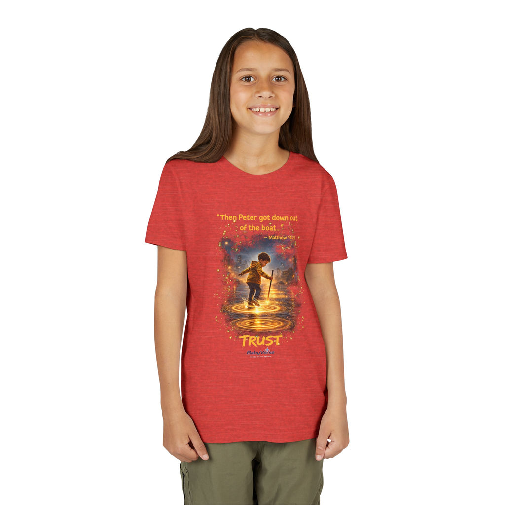 Youth Christian T-Shirt “Trust” | Matthew 14:29 Faith Kids Shirt | Inspirational Youth Tee