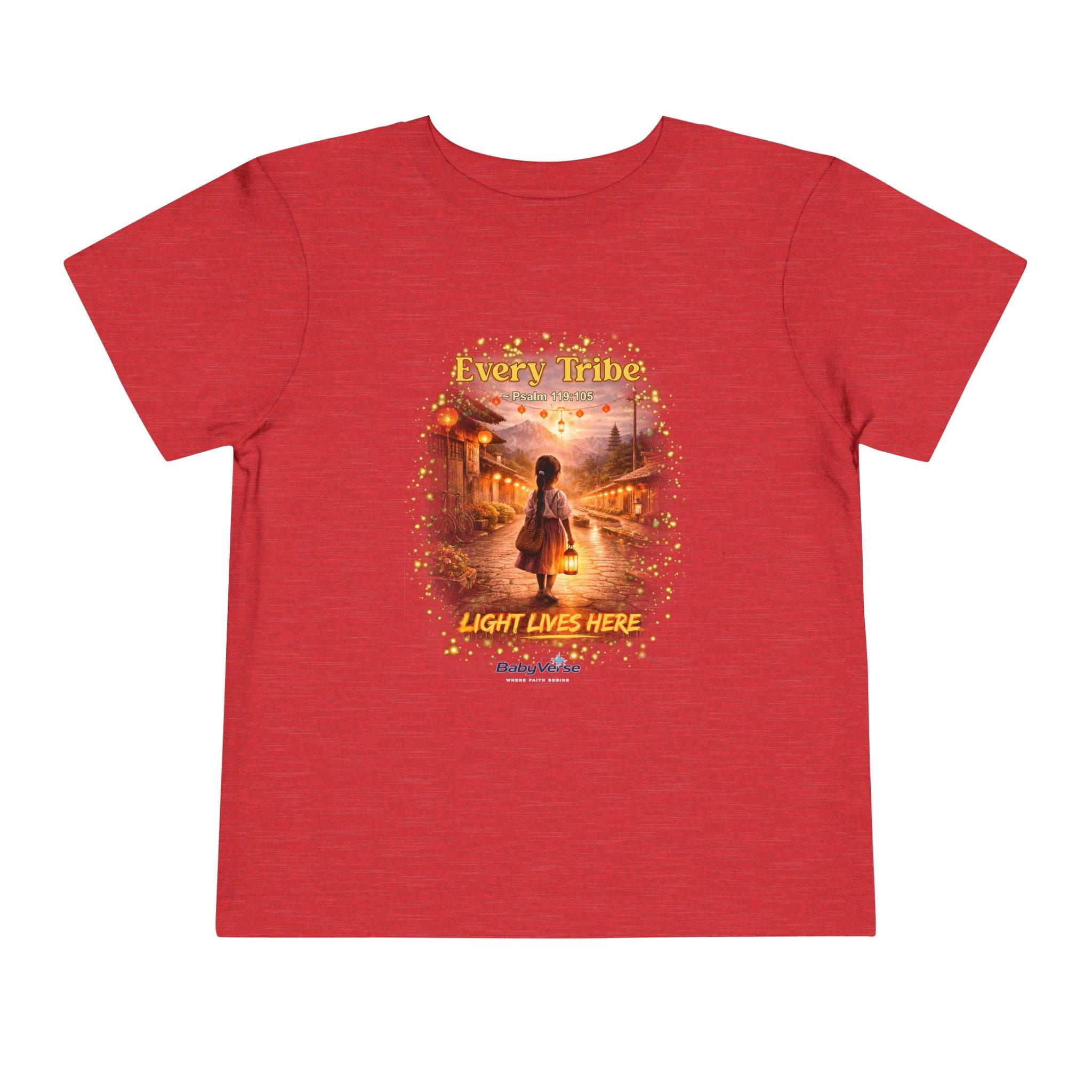 Toddler Tee — “Light Lives Here” Inspirational Christian Tee | Psalm 119:105 Faith Shirt for Kids