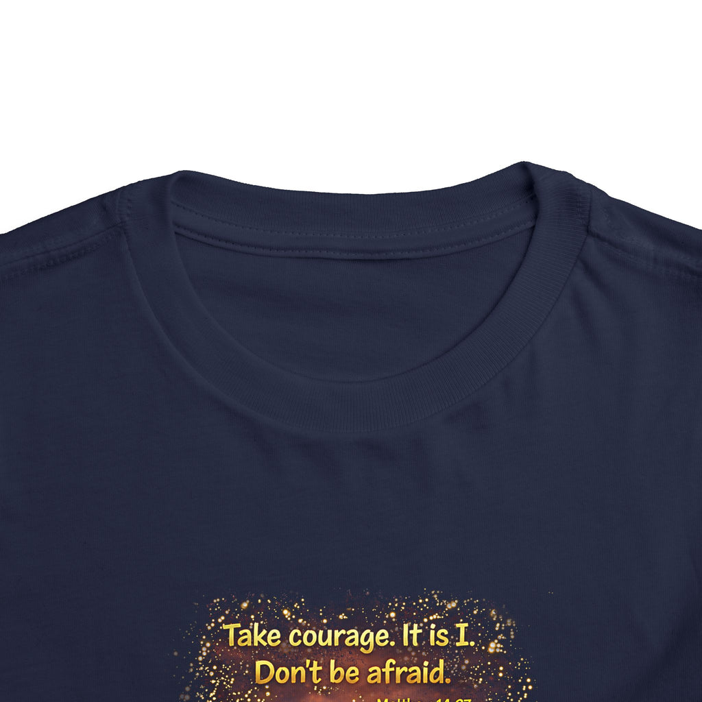 Toddler Tee — “Step in Faith” Inspirational Christian Tee | Matthew 14:27 Bible Verse Faith Shirt for Kids