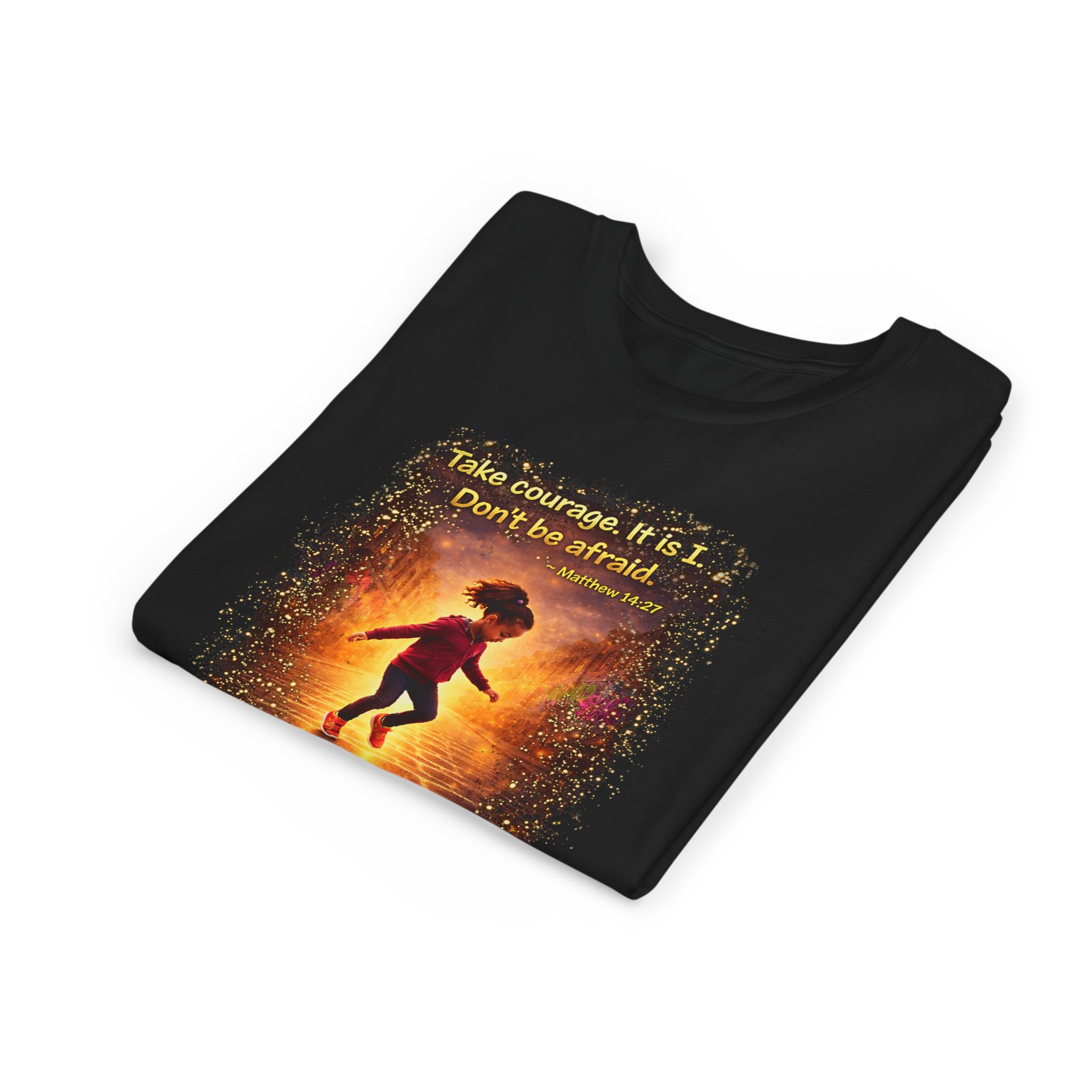 Youth Christian T-Shirt “Step in Faith” | Matthew 14:27 Kids Faith Shirt | Inspirational Bible Verse Youth Tee