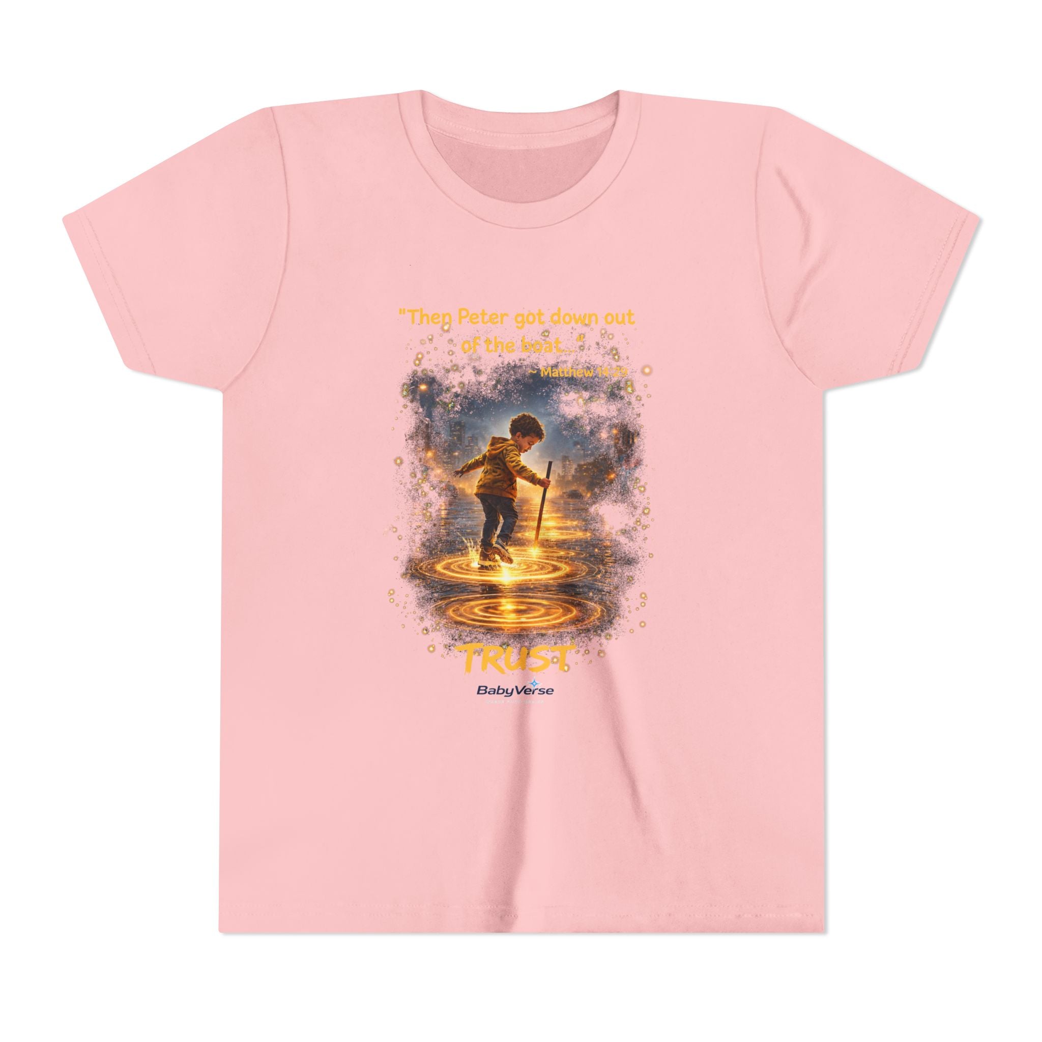 Youth Christian T-Shirt “Trust” | Matthew 14:29 Faith Kids Shirt | Inspirational Youth Tee