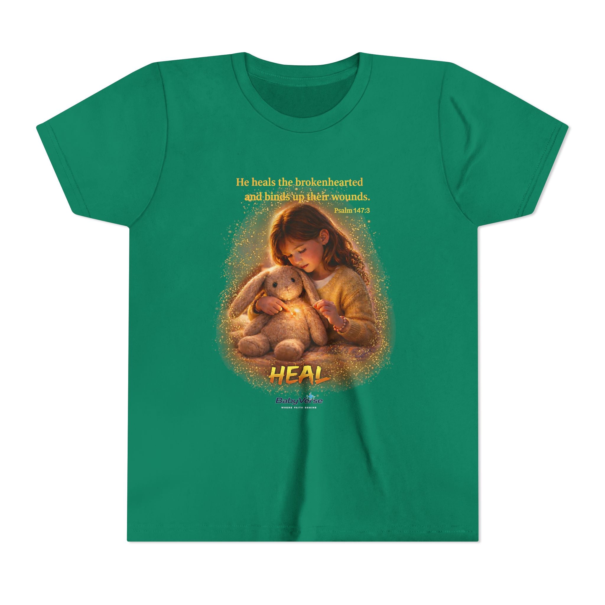 Youth Christian T-Shirt “Heal” | Psalm 148:3 Faith Based Kids Shirt | Inspirational Bible Verse Youth Tee