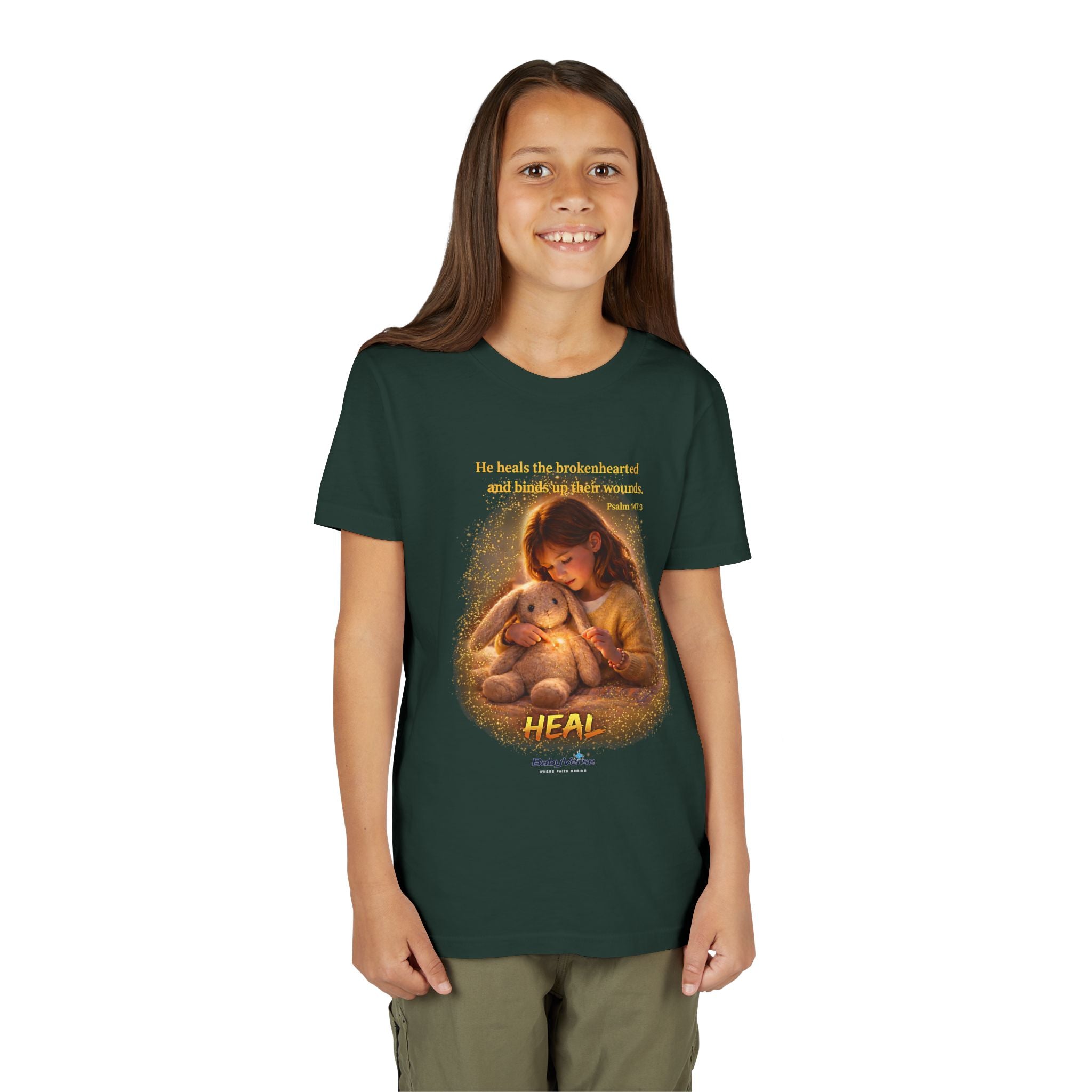 Youth Christian T-Shirt “Heal” | Psalm 148:3 Faith Based Kids Shirt | Inspirational Bible Verse Youth Tee