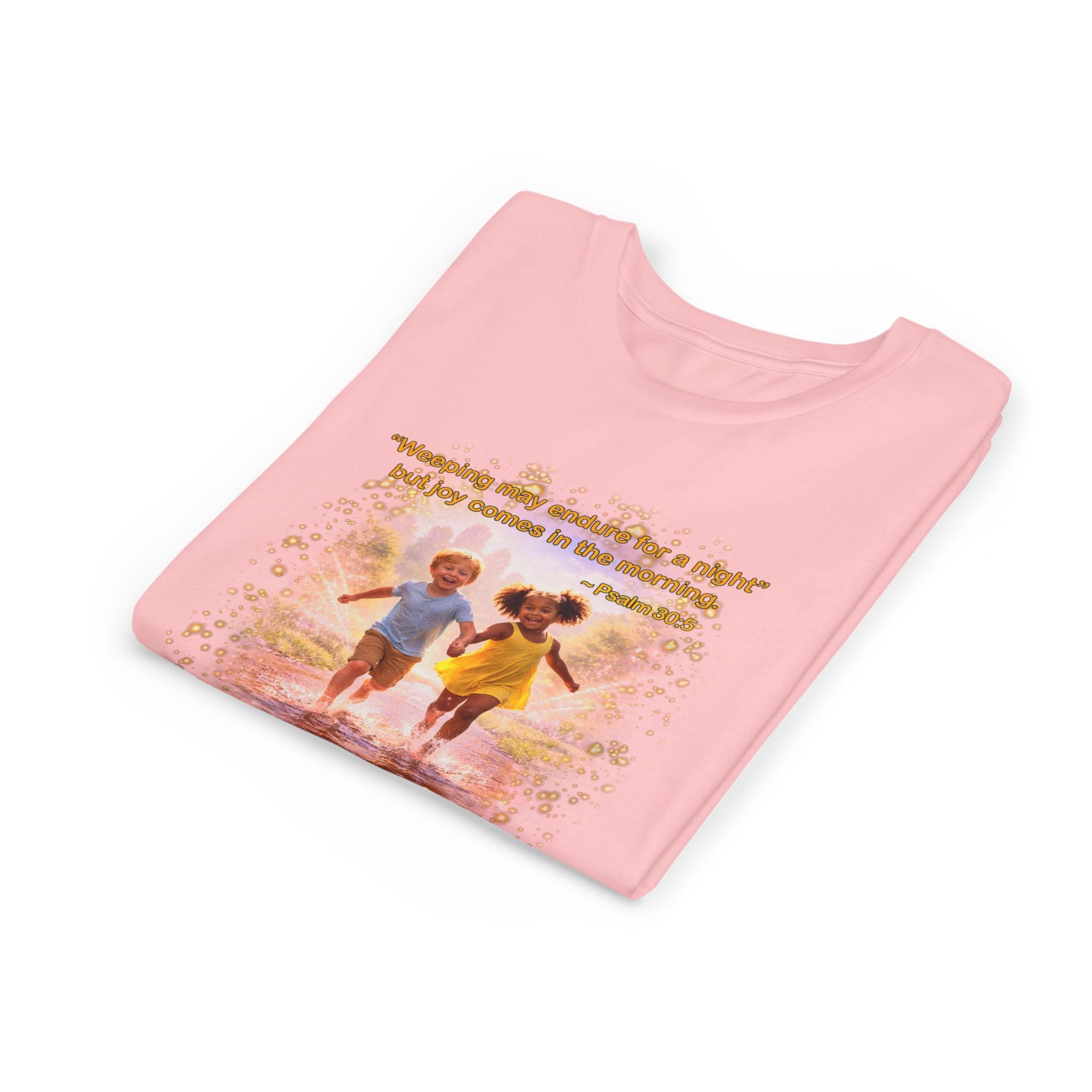 Youth Christian T-Shirt “Joy” | Psalm 30:5 Faith Kids Shirt | Inspirational Bible Verse Youth Tee