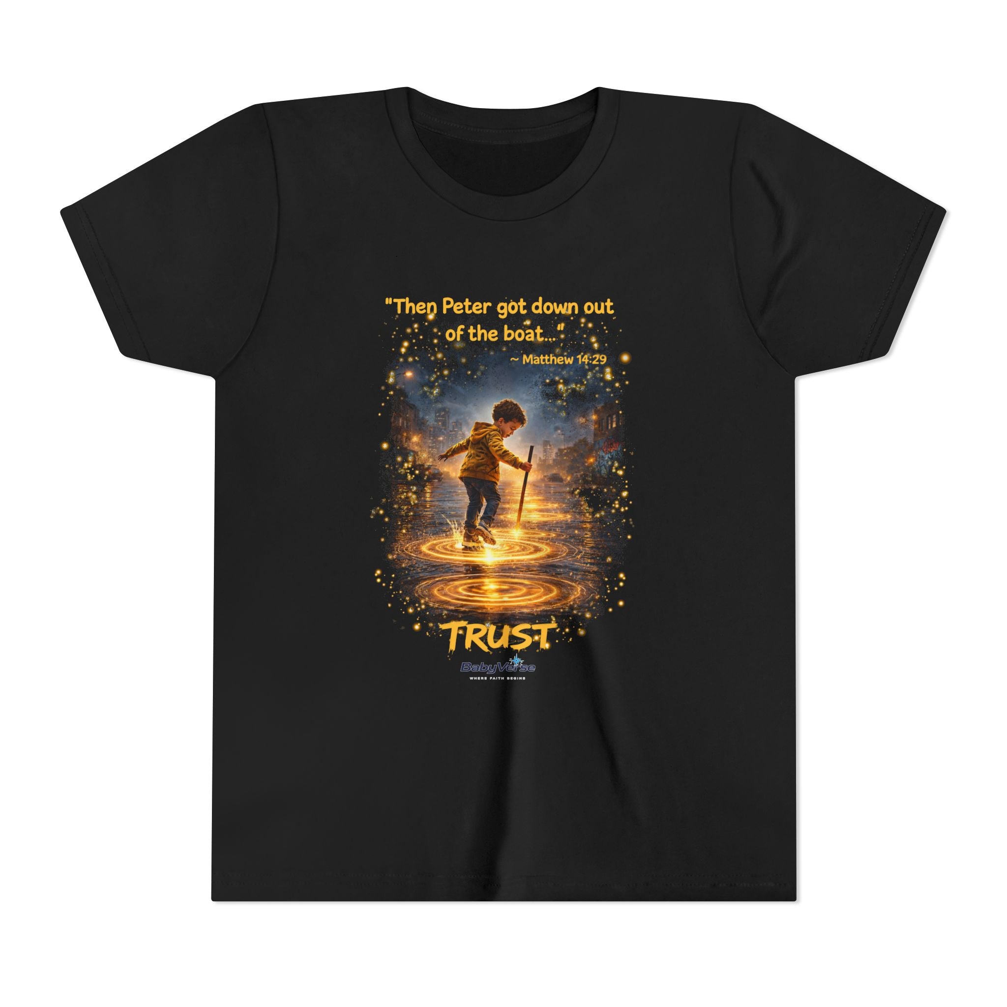 Youth Christian T-Shirt “Trust” | Matthew 14:29 Faith Kids Shirt | Inspirational Youth Tee